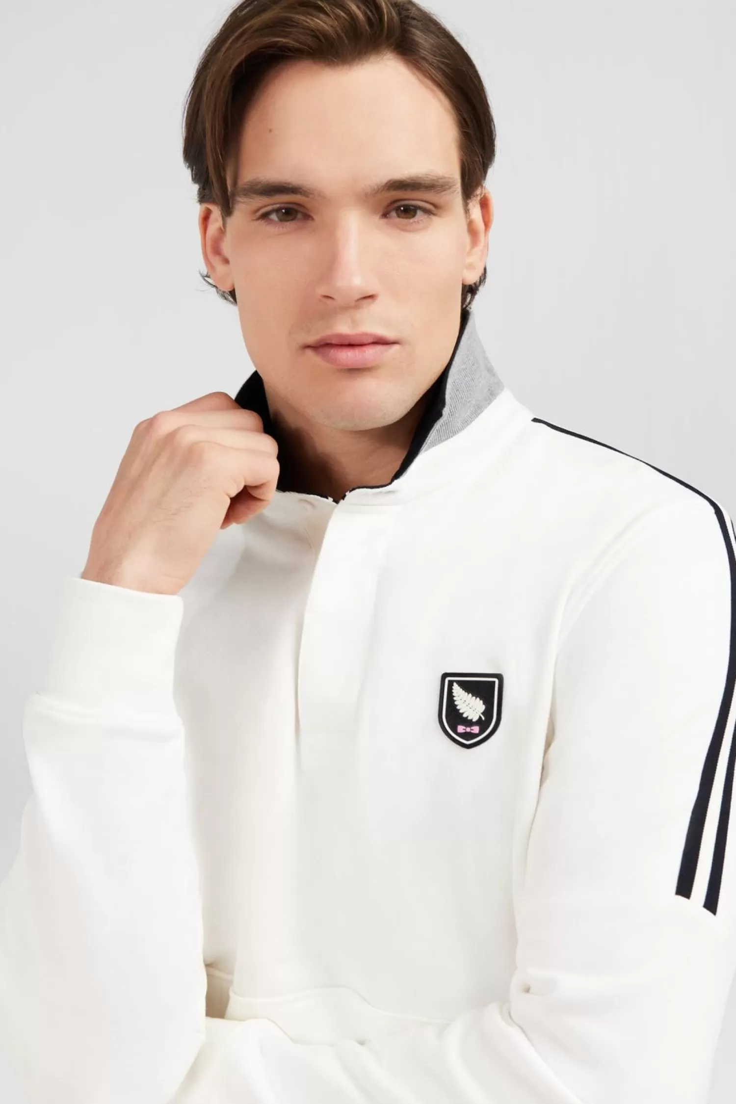 Eden Park Sweat Blanc A Details Nouvelle Zelande-Homme Maillots De Rugby