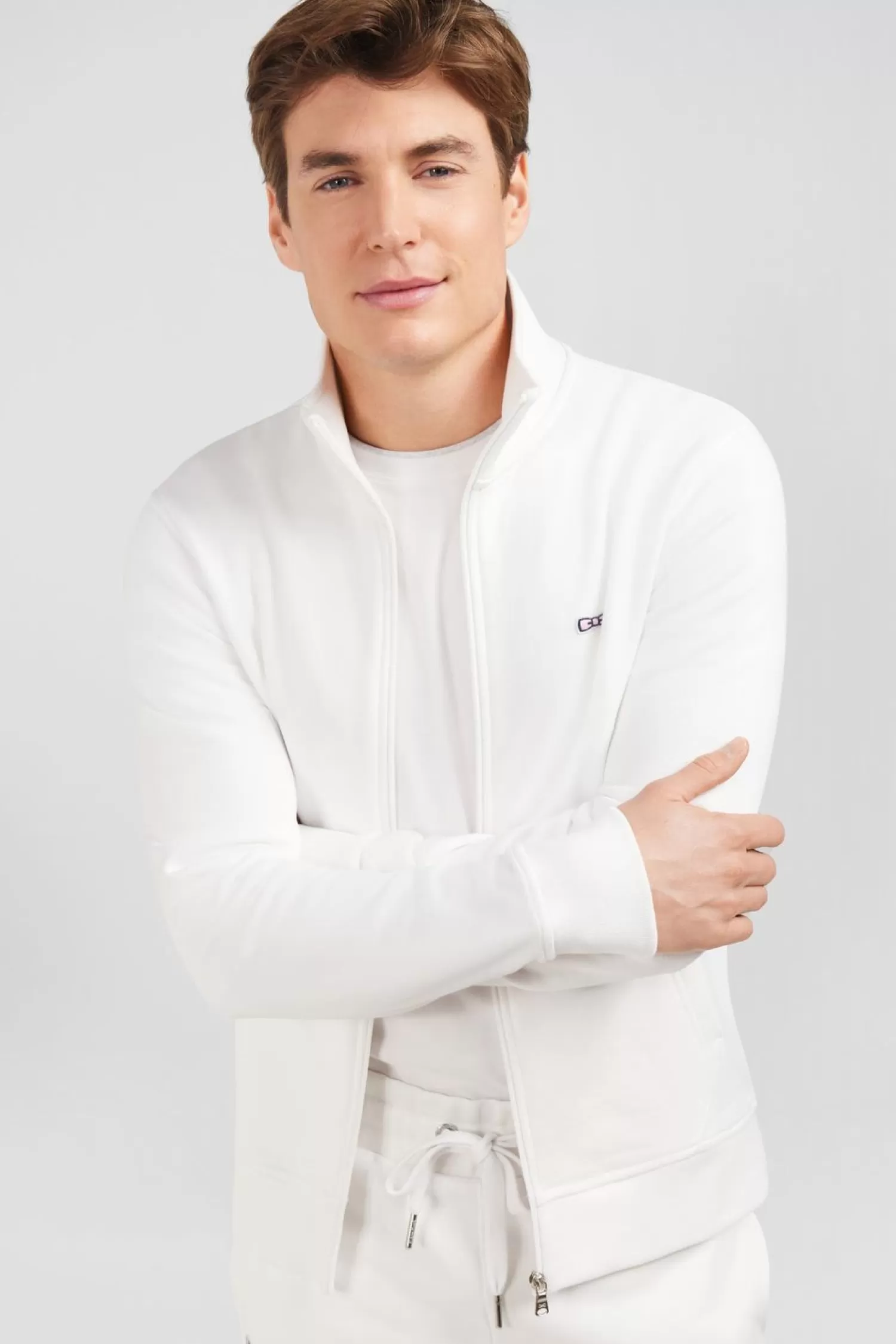 Eden Park Sweat Blanc Zippe A Col Montant-Homme Sweats