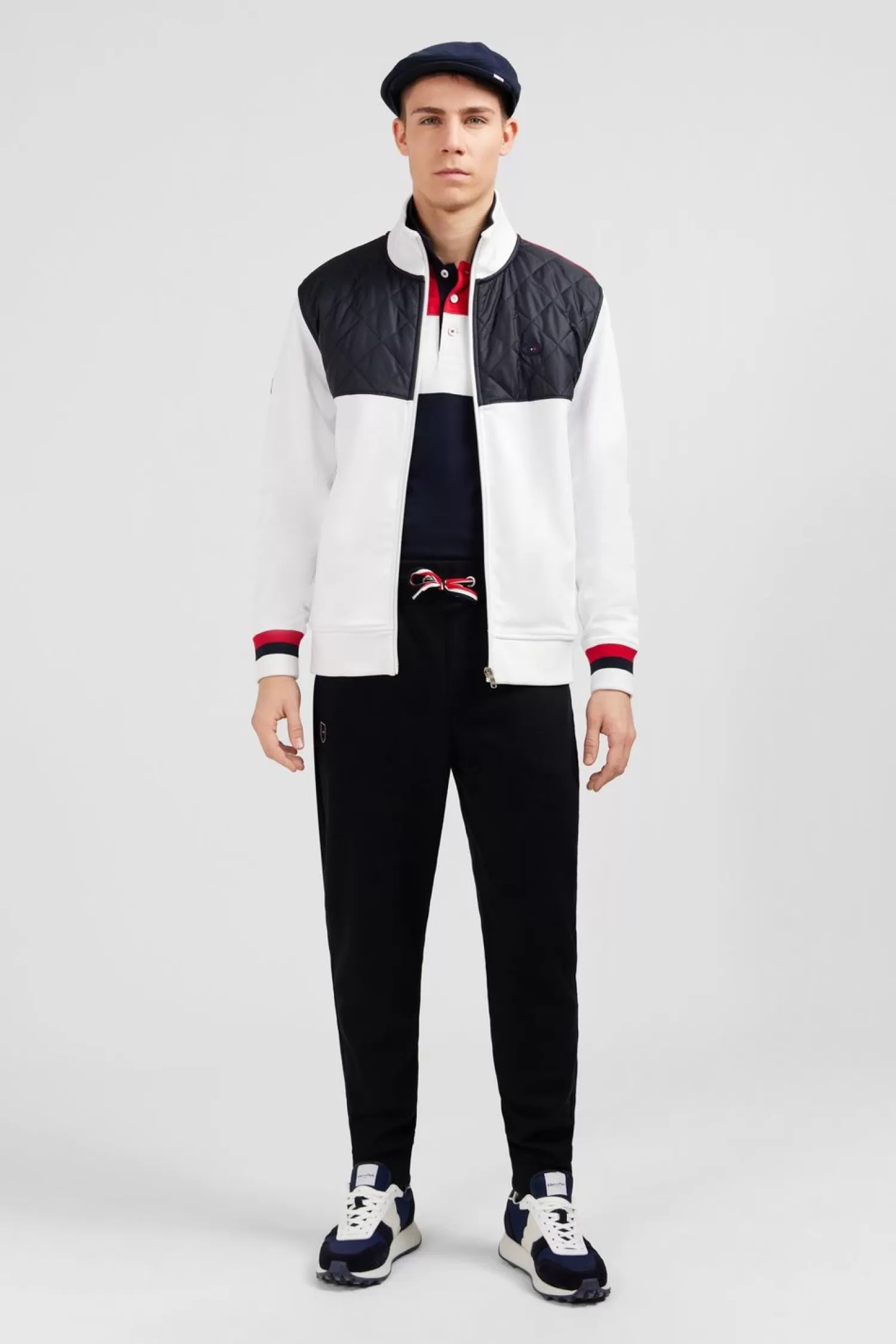 Eden Park Sweat Blanc Zippe Colorblock-Homme Sweats