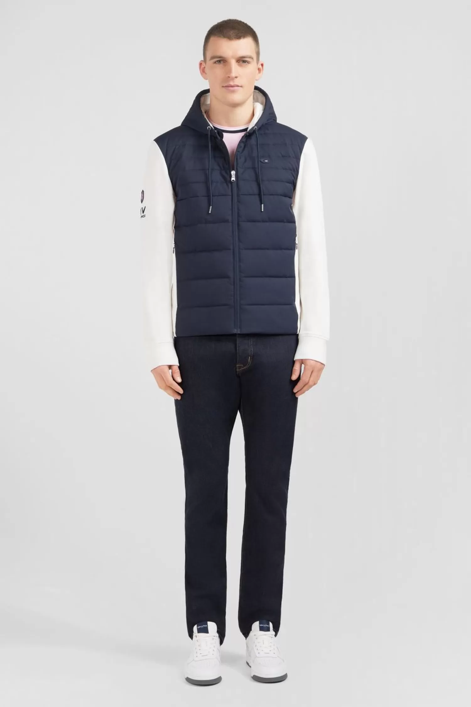 Eden Park Sweat Blanc Zippe Colorblock Bimatiere Xv De France-Homme Sweats