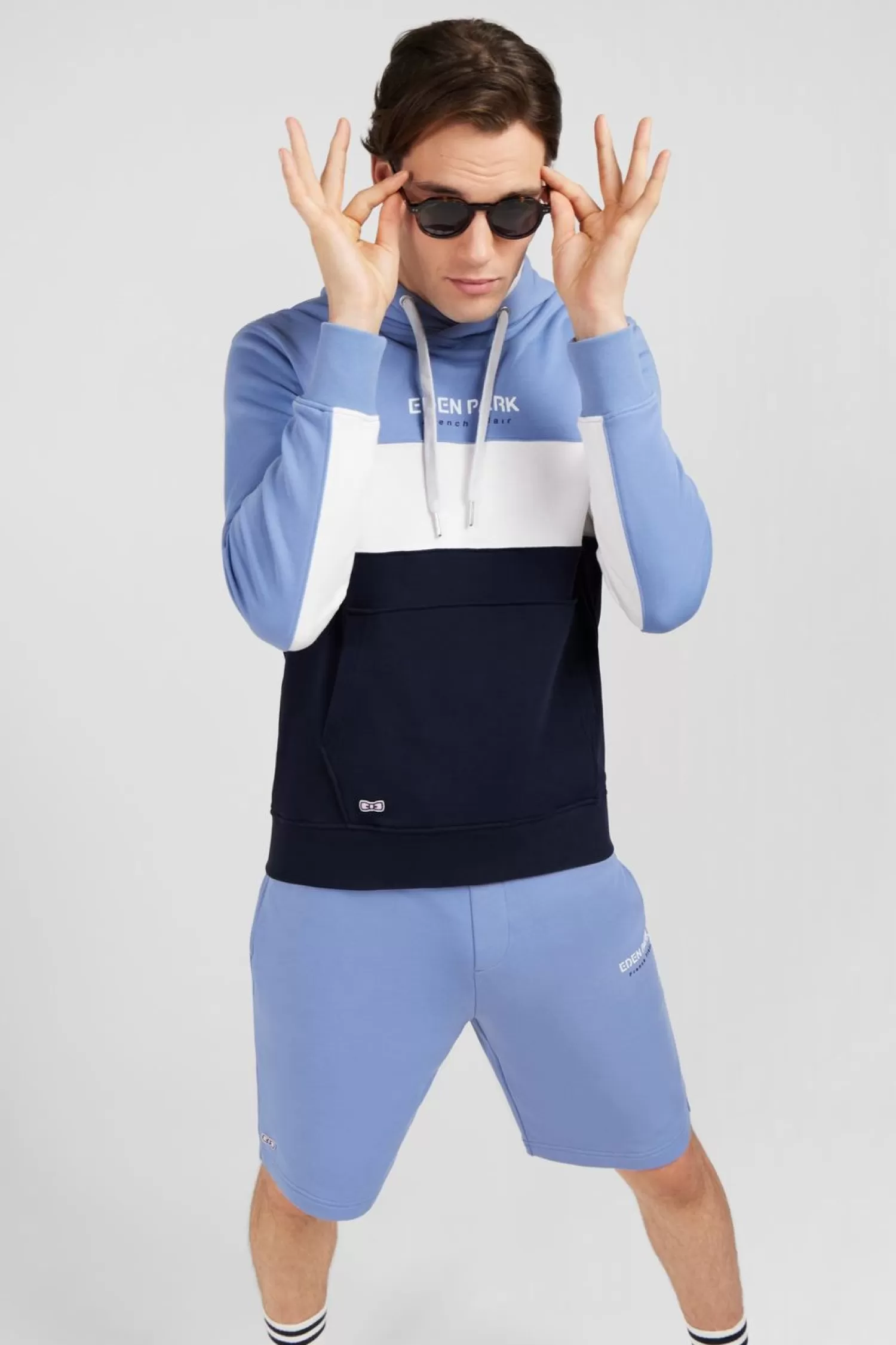 sweat_bleu_colorblock_a_capuche_2.webp Eden Park Sweat Bleu Colorblock A Capuche-Homme Sweats