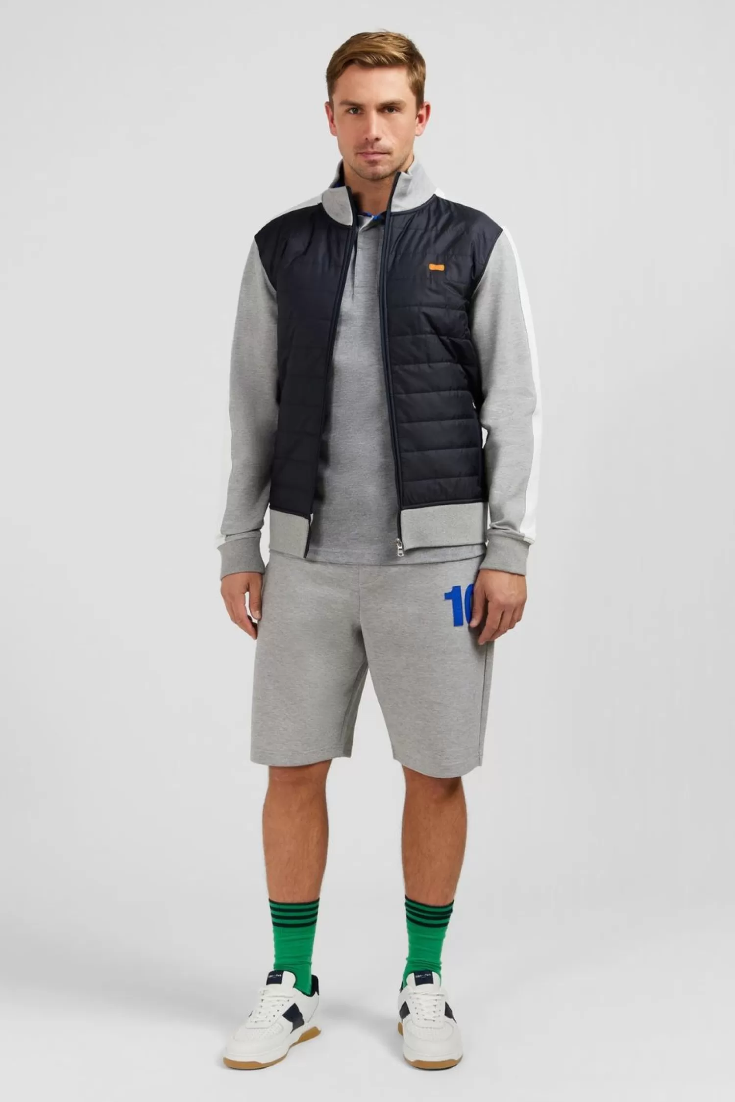 Eden Park Sweat Gris Zippe Colorblock Bimatiere-Homme Sweats