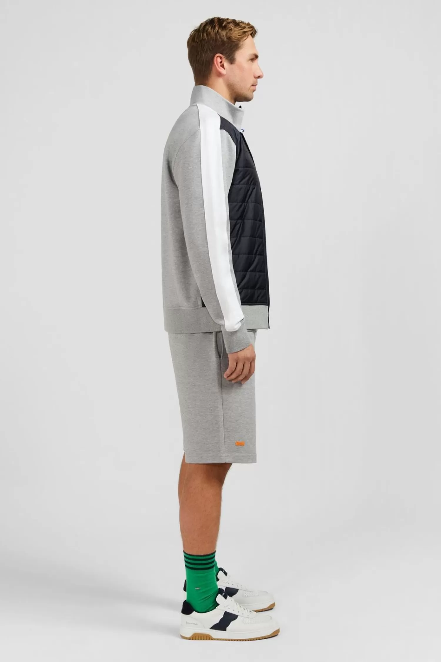 Eden Park Sweat Gris Zippe Colorblock Bimatiere-Homme Sweats