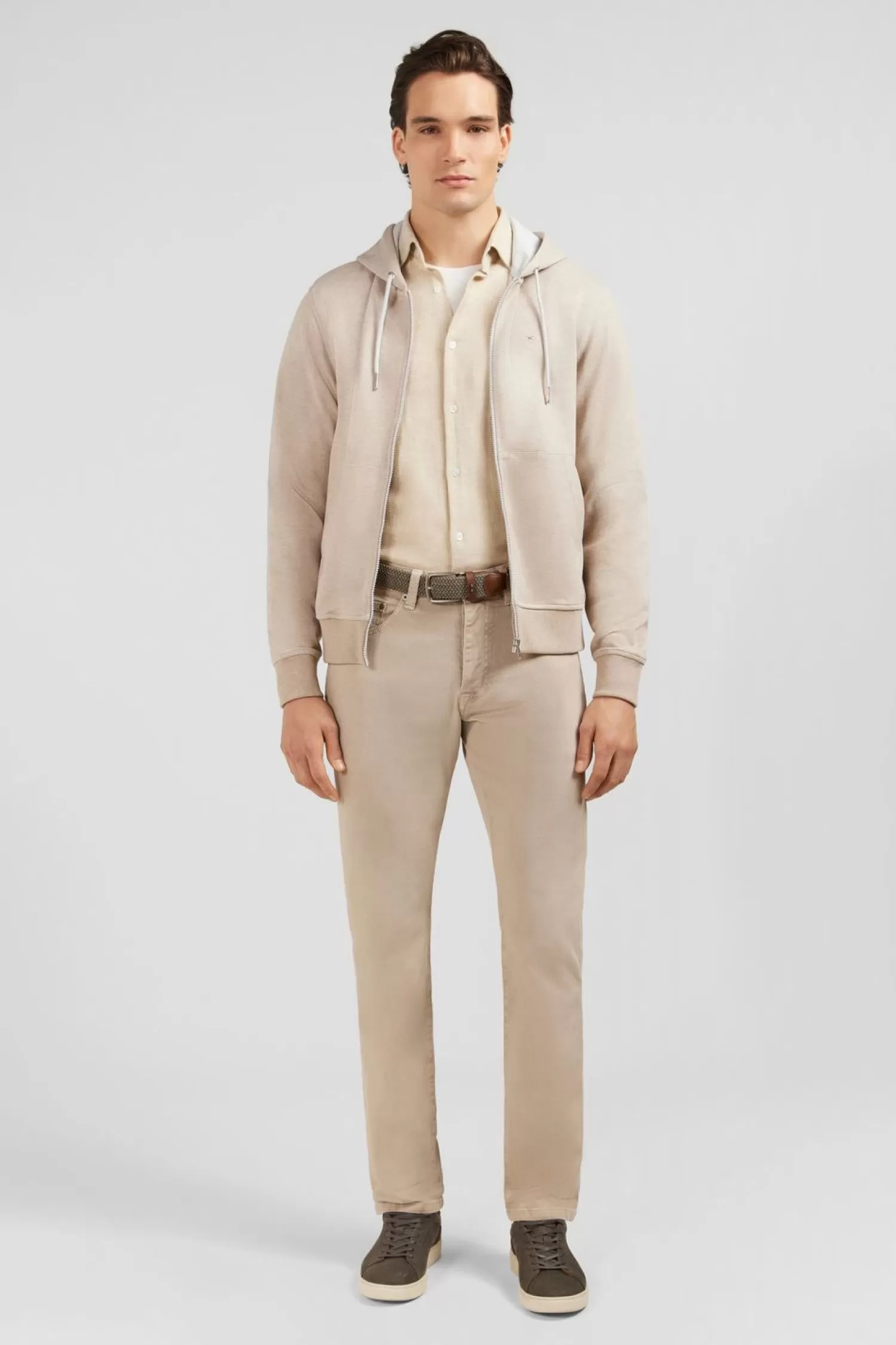 Eden Park Sweat Zippe A Capuche Beige-Homme Sweats