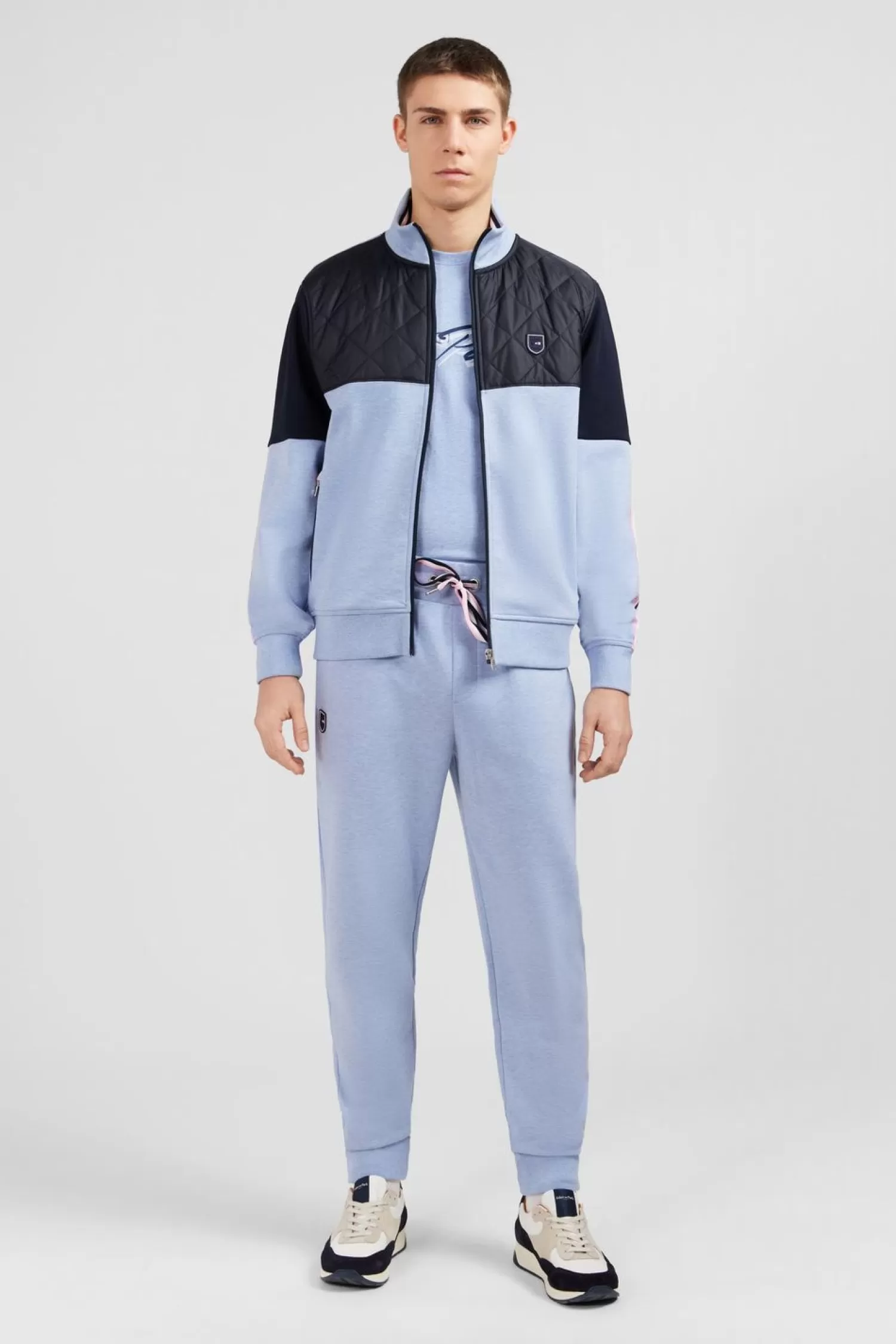 Eden Park Sweat Zippe Bleu Clair-Homme Sweats