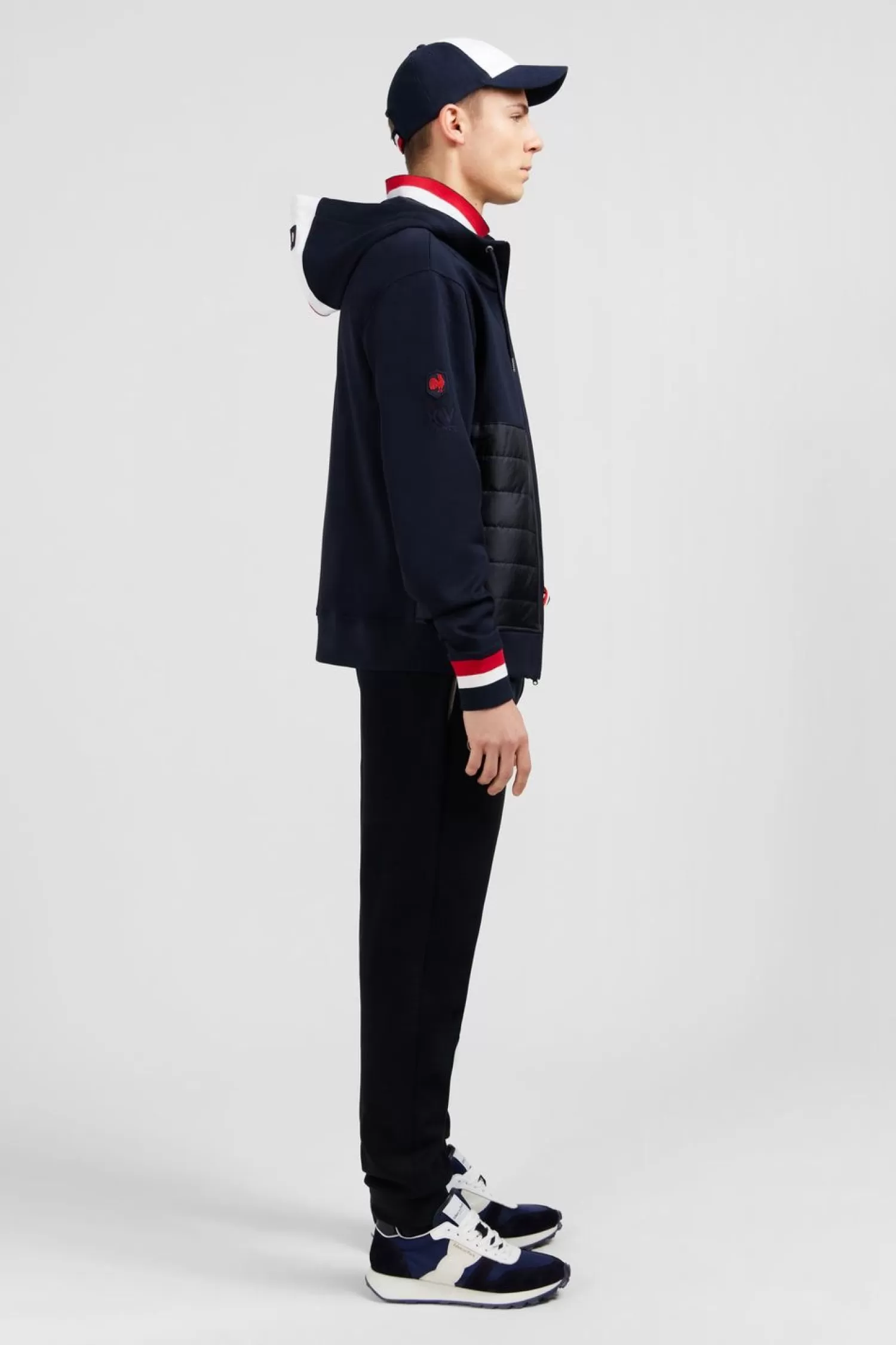 Eden Park Sweat Zippe Bleu Fonce A Capuche Tricolore-Homme Sweats