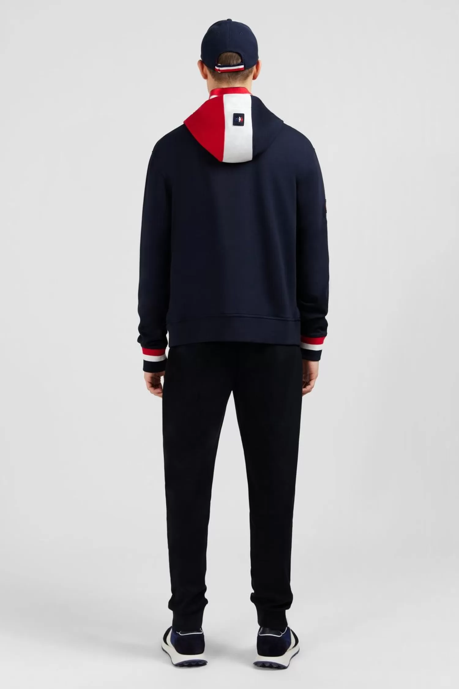 Eden Park Sweat Zippe Bleu Fonce A Capuche Tricolore-Homme Sweats