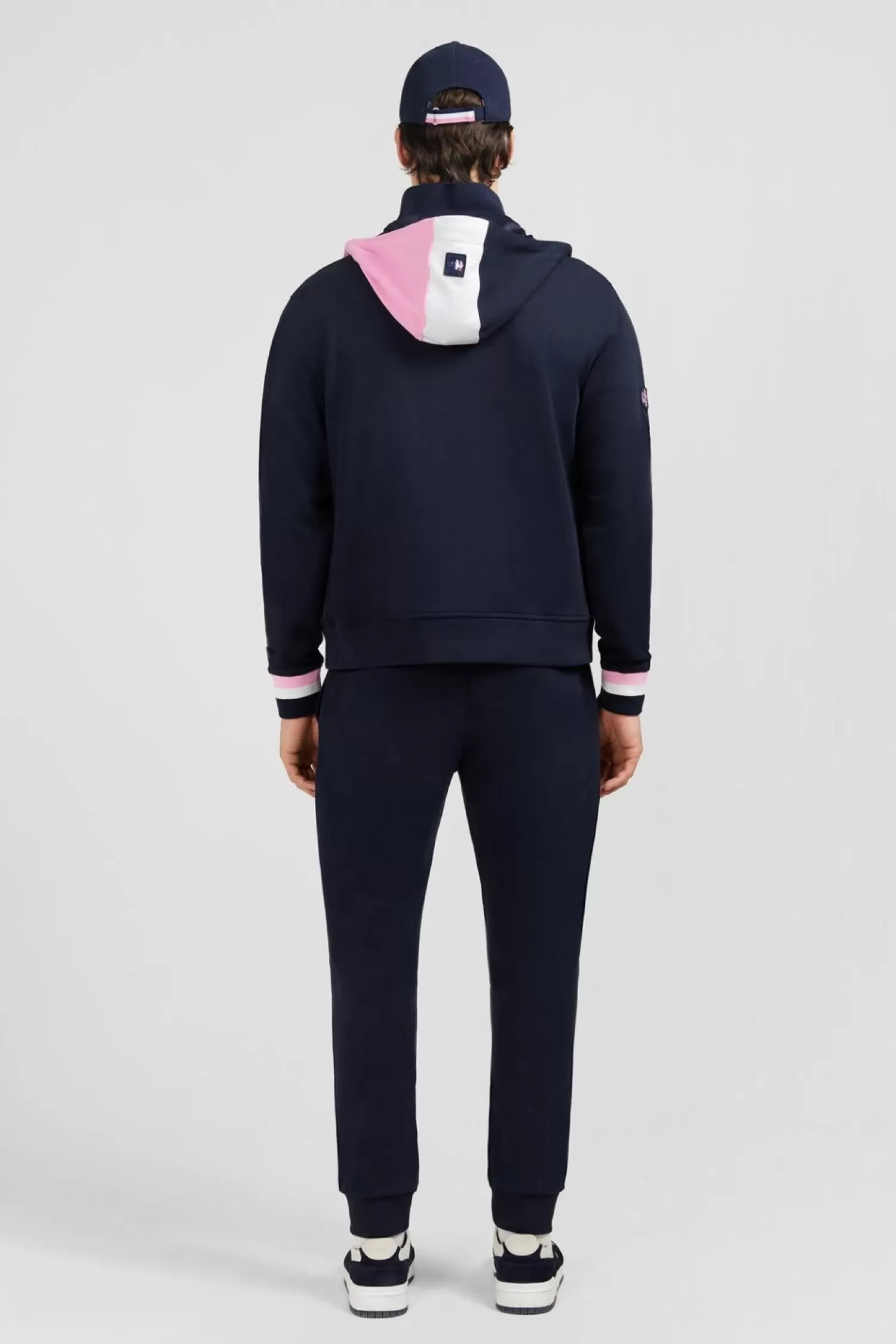 Eden Park Sweat Zippe Bleu Fonce A Capuche Tricolore-Homme Sweats