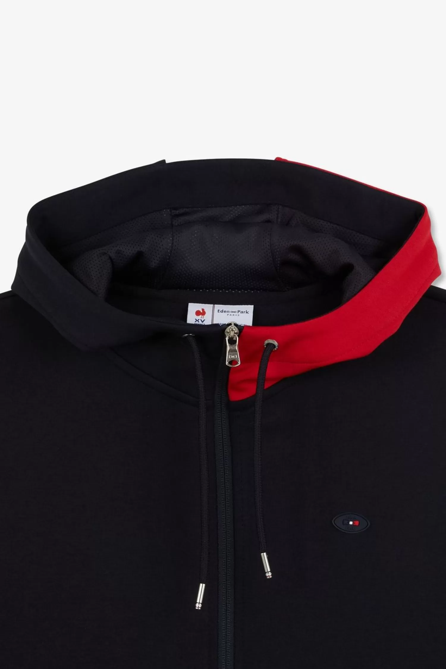 Eden Park Sweat Zippe Bleu Fonce A Capuche Tricolore-Homme Sweats