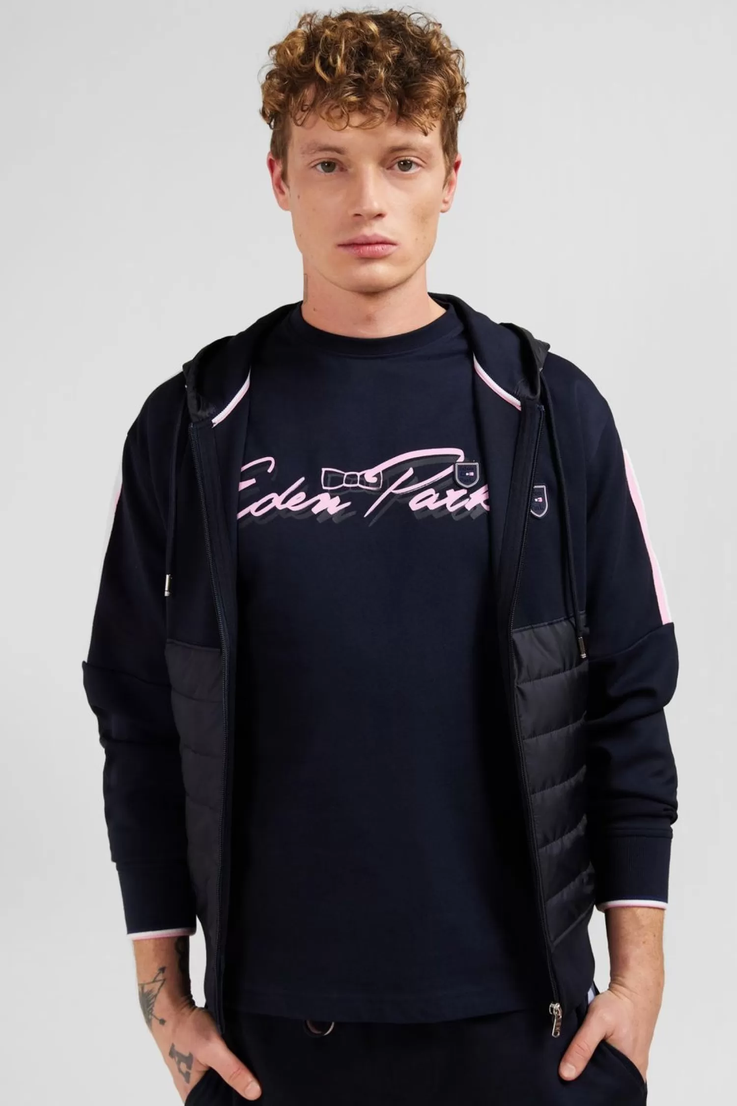 Eden Park Sweat Zippe Bleu Marine A Capuche-Homme Sweats