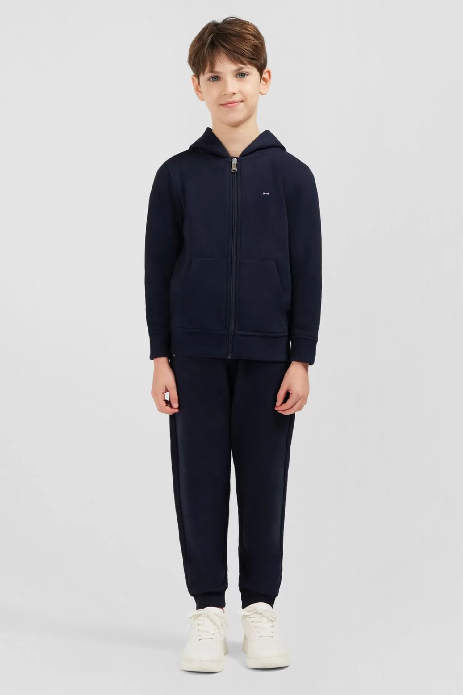 Eden Park Sweatshirt A Capuche Zippe Marine En Molleton Coton-Enfant Enfant