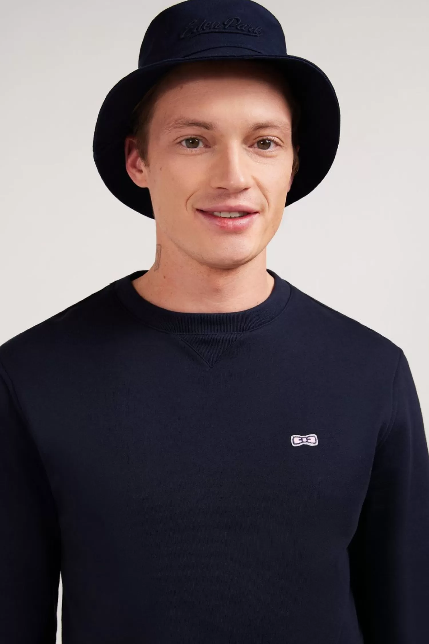 Eden Park Sweatshirt A Col Rond En Molleton Marine Embleme Noeud Papillon-Homme Sweats