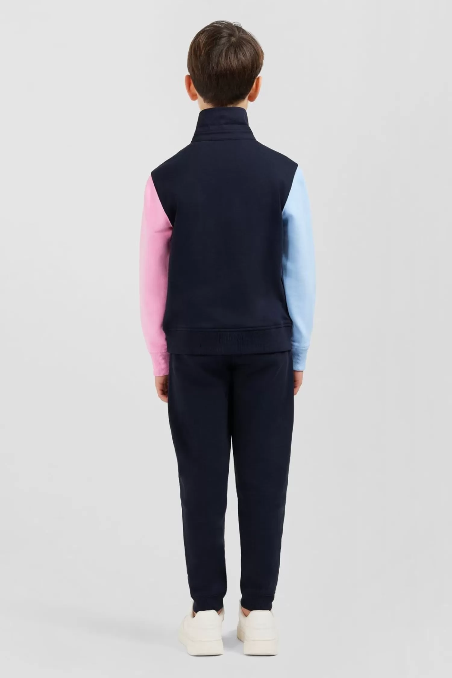 Eden Park Sweatshirt Col Polo Marine Manches Bicolores En Coton-Enfant Enfant