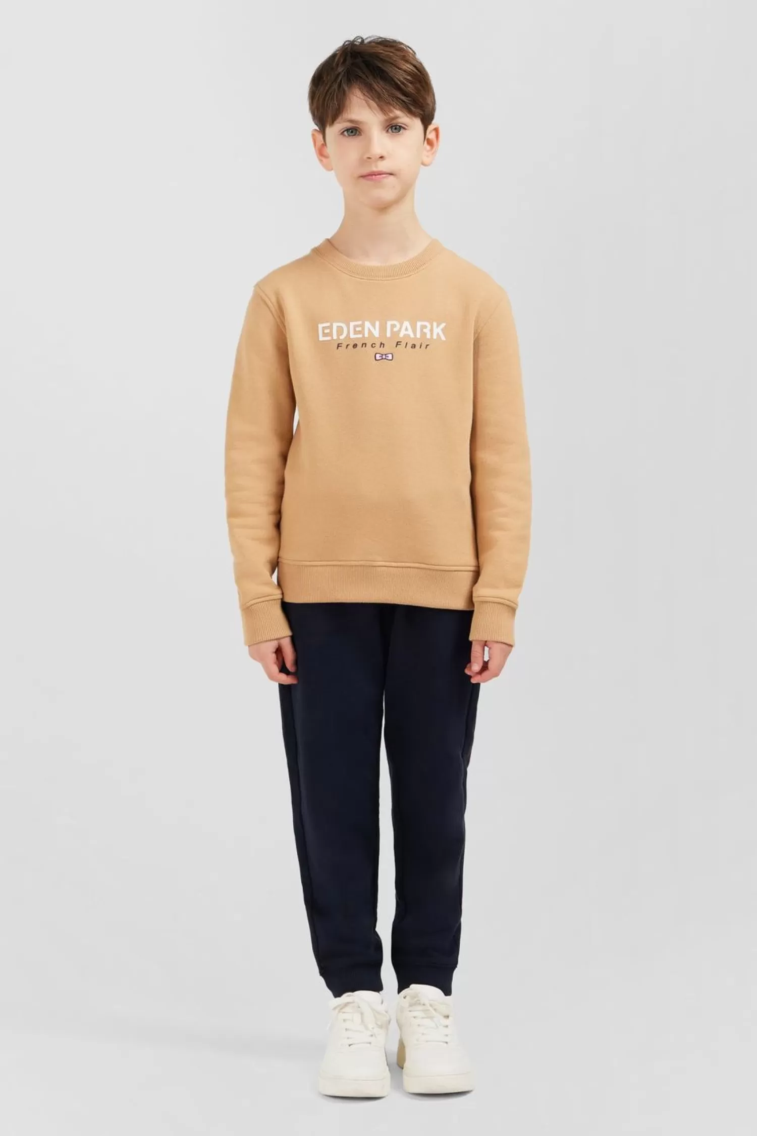 Eden Park Sweatshirt Col Rond French Flair Beige En Molleton Coton-Enfant Enfant