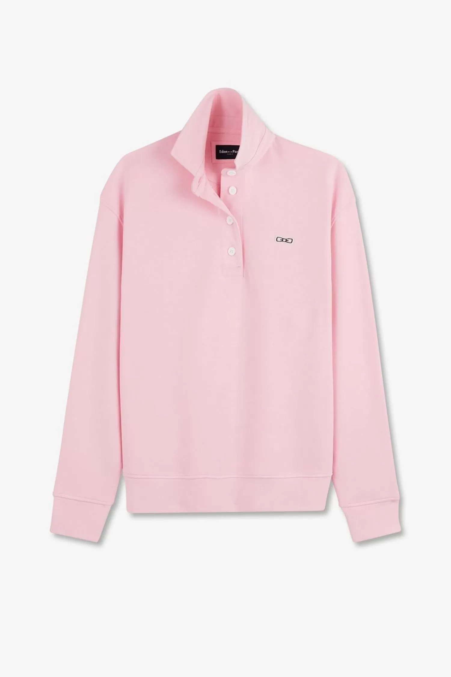 Eden Park Sweatshirt Rose Col Polo En Coton-Femme Sweats