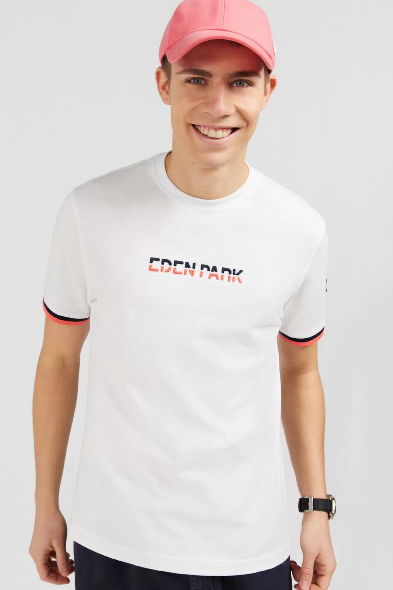 Eden Park T-Shirt Blanc A Broderie Bicolore-Homme T-Shirts