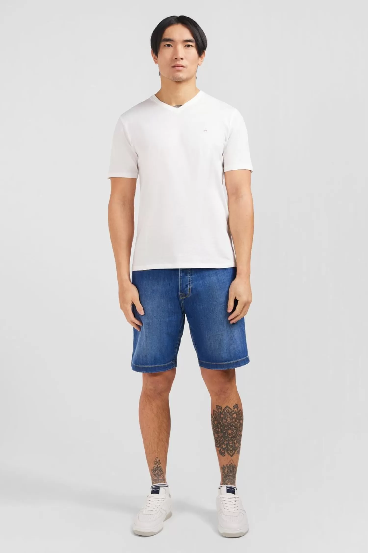 Eden Park T-Shirt Blanc Col V A Manches Courtes-Homme T-Shirts