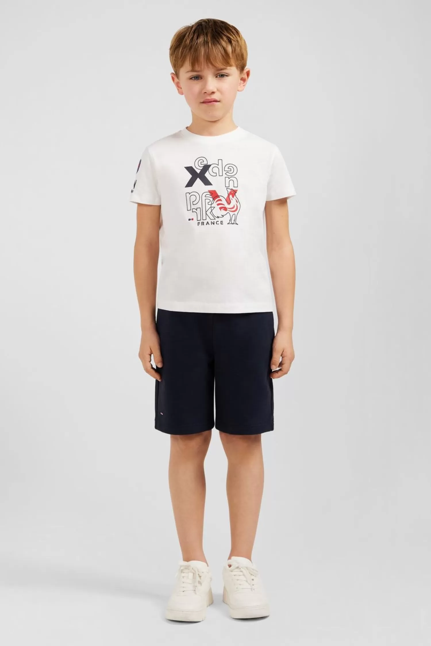 Eden Park T-Shirt Blanc Xv De France En Jersey Coton-Enfant Enfant