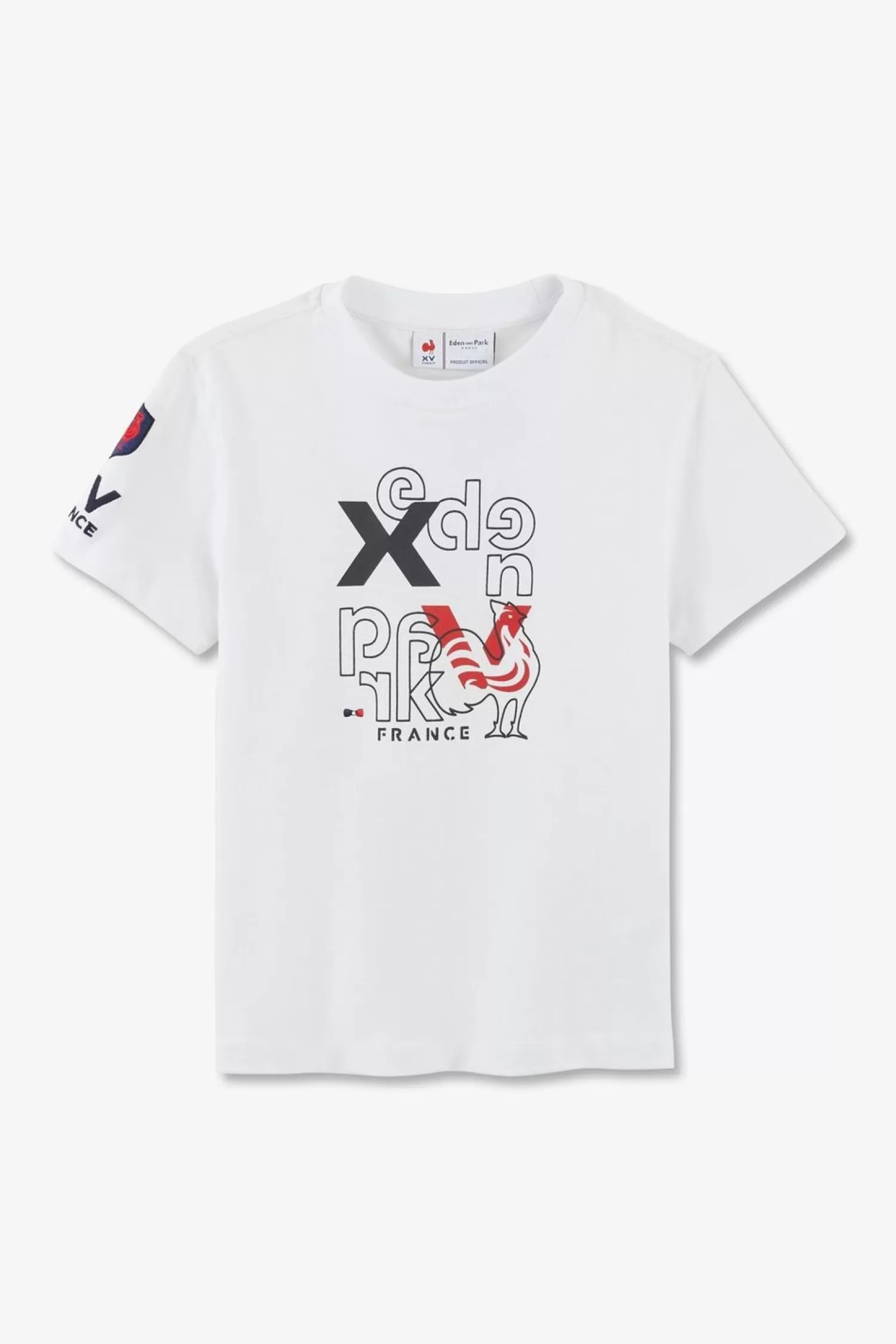 Eden Park T-Shirt Blanc Xv De France En Jersey Coton-Enfant Enfant