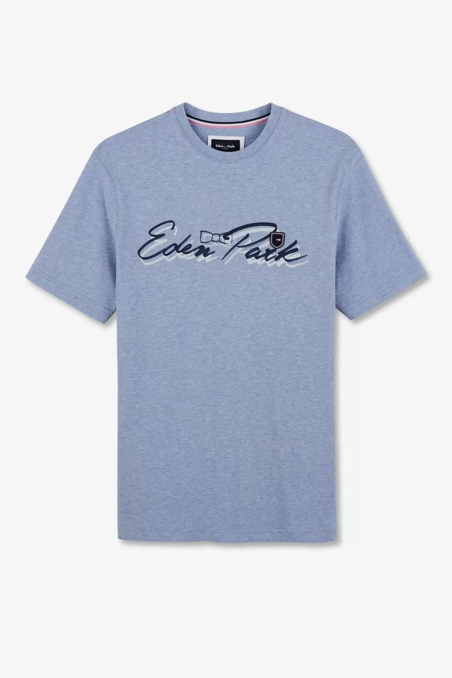 Eden Park T-Shirt Bleu Clair A Double Inscription -Homme T-Shirts