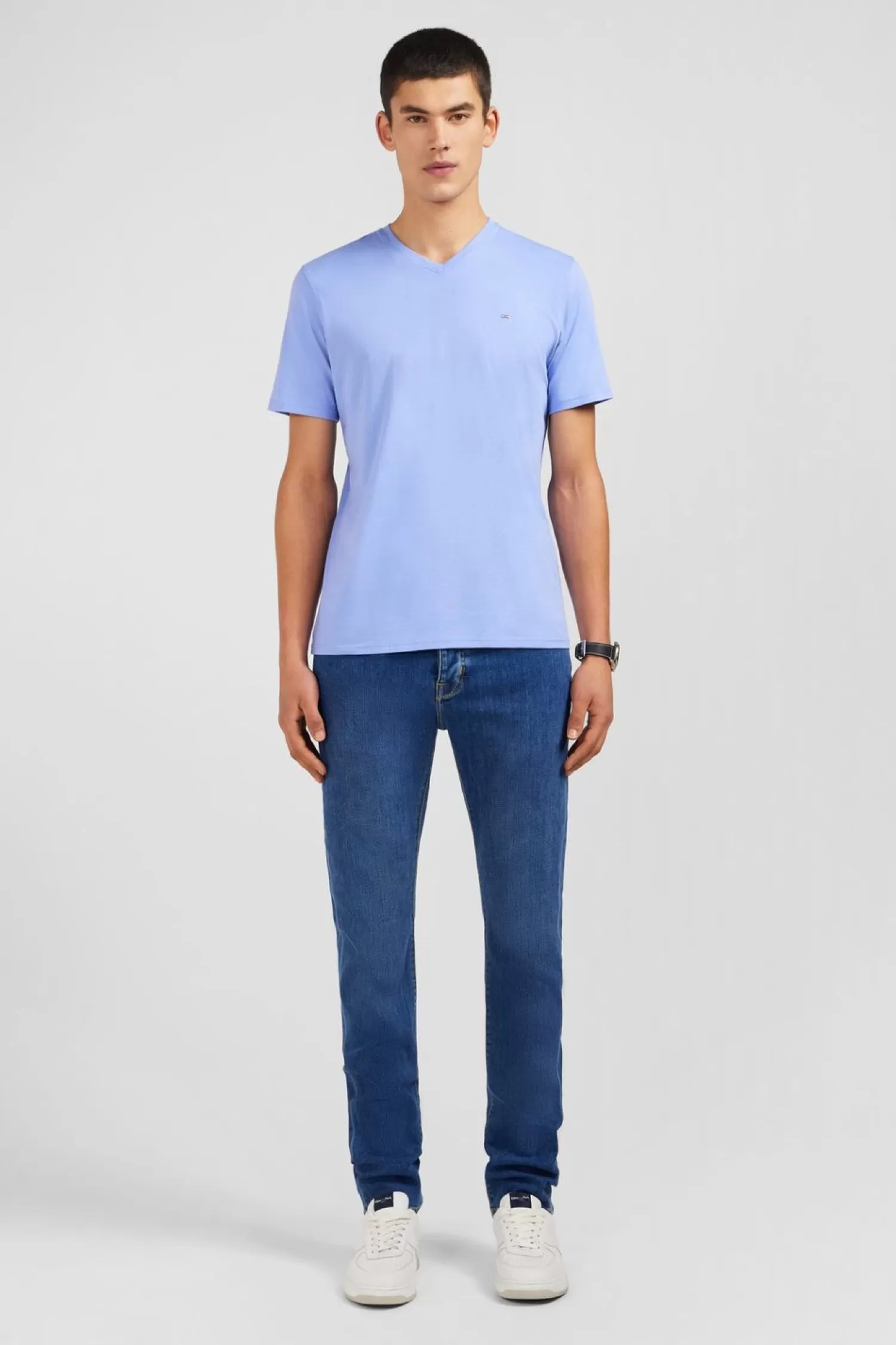 Eden Park T-Shirt Bleu Col V A Manches Courtes-Homme T-Shirts