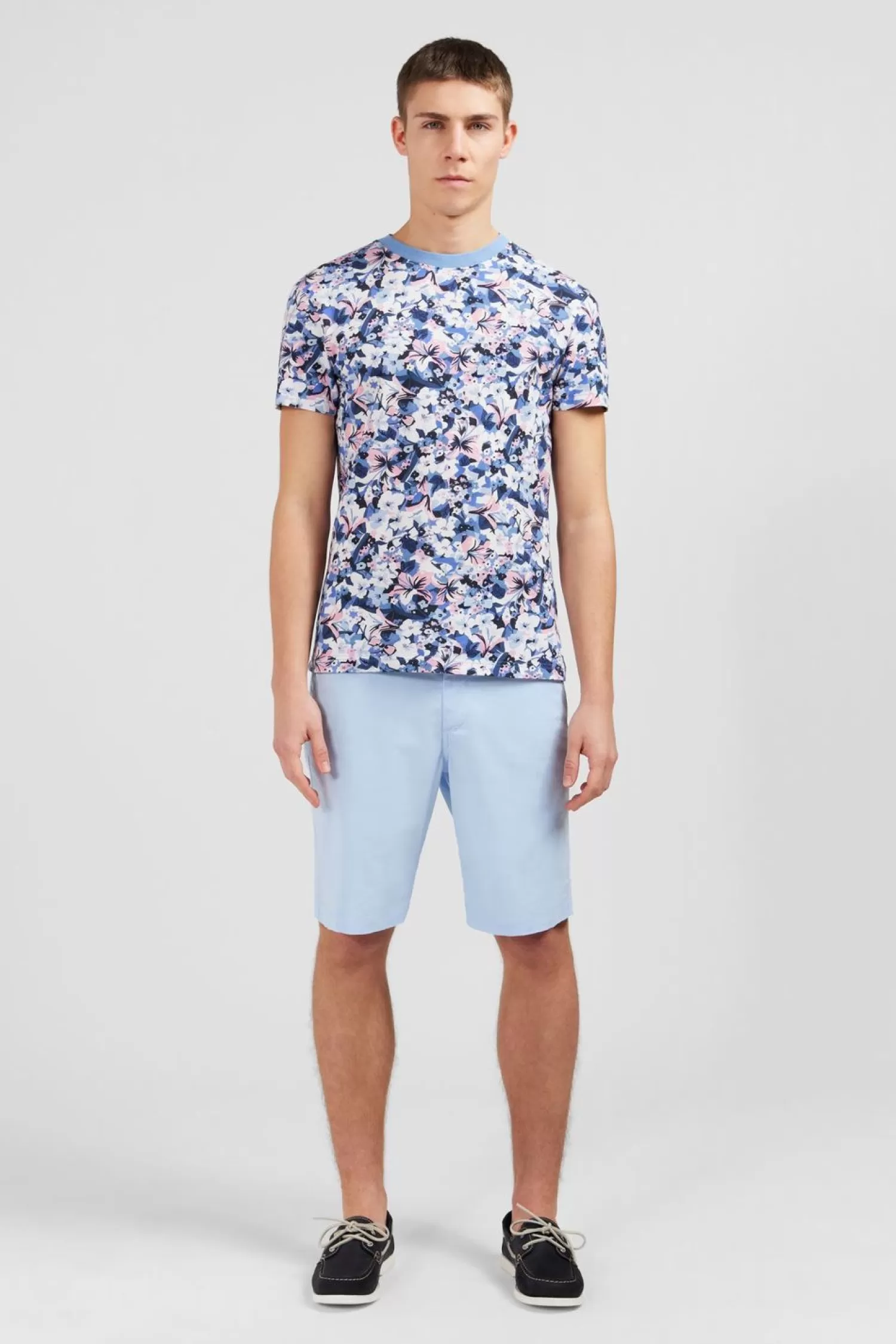 Eden Park T-Shirt Bleu En Coton Pique Imprime Fleuri-Homme T-Shirts