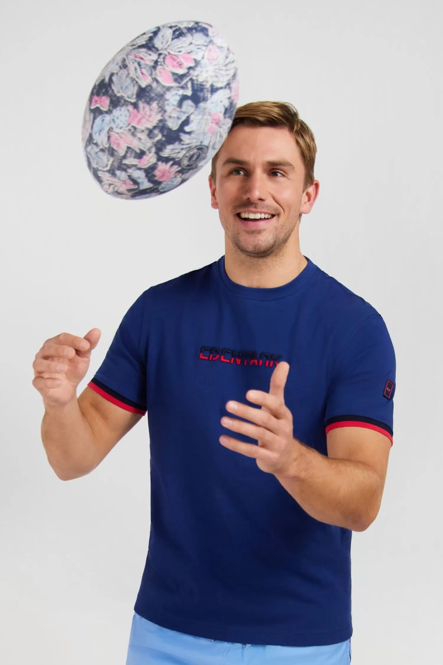 Eden Park T-Shirt Bleu Fonce A Broderie Bicolore-Homme T-Shirts