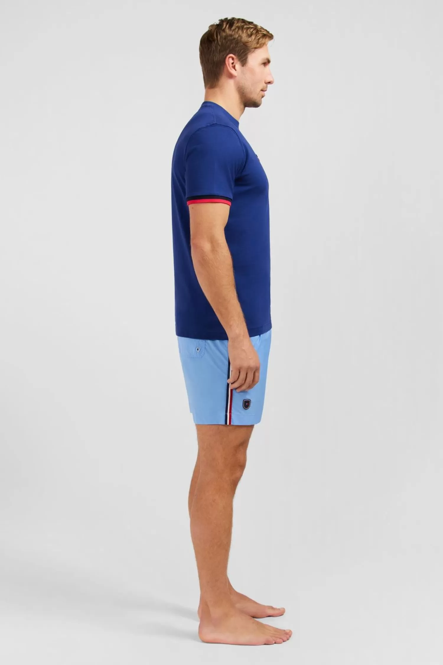 Eden Park T-Shirt Bleu Fonce A Broderie Bicolore-Homme T-Shirts