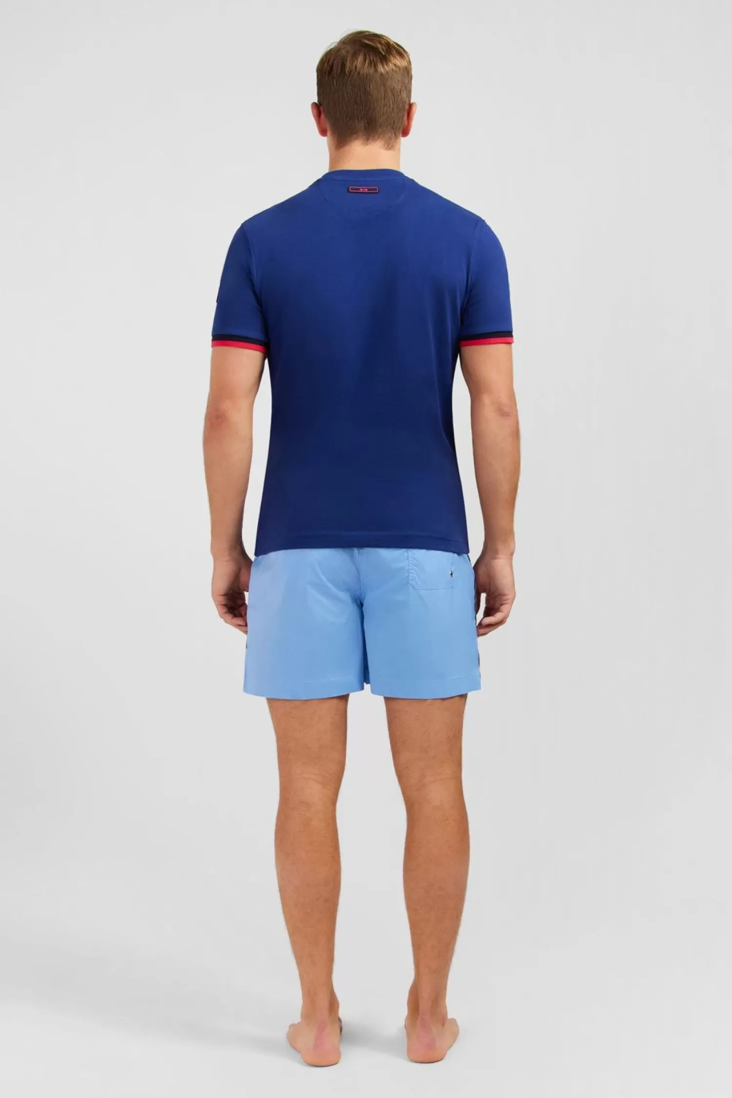 Eden Park T-Shirt Bleu Fonce A Broderie Bicolore-Homme T-Shirts