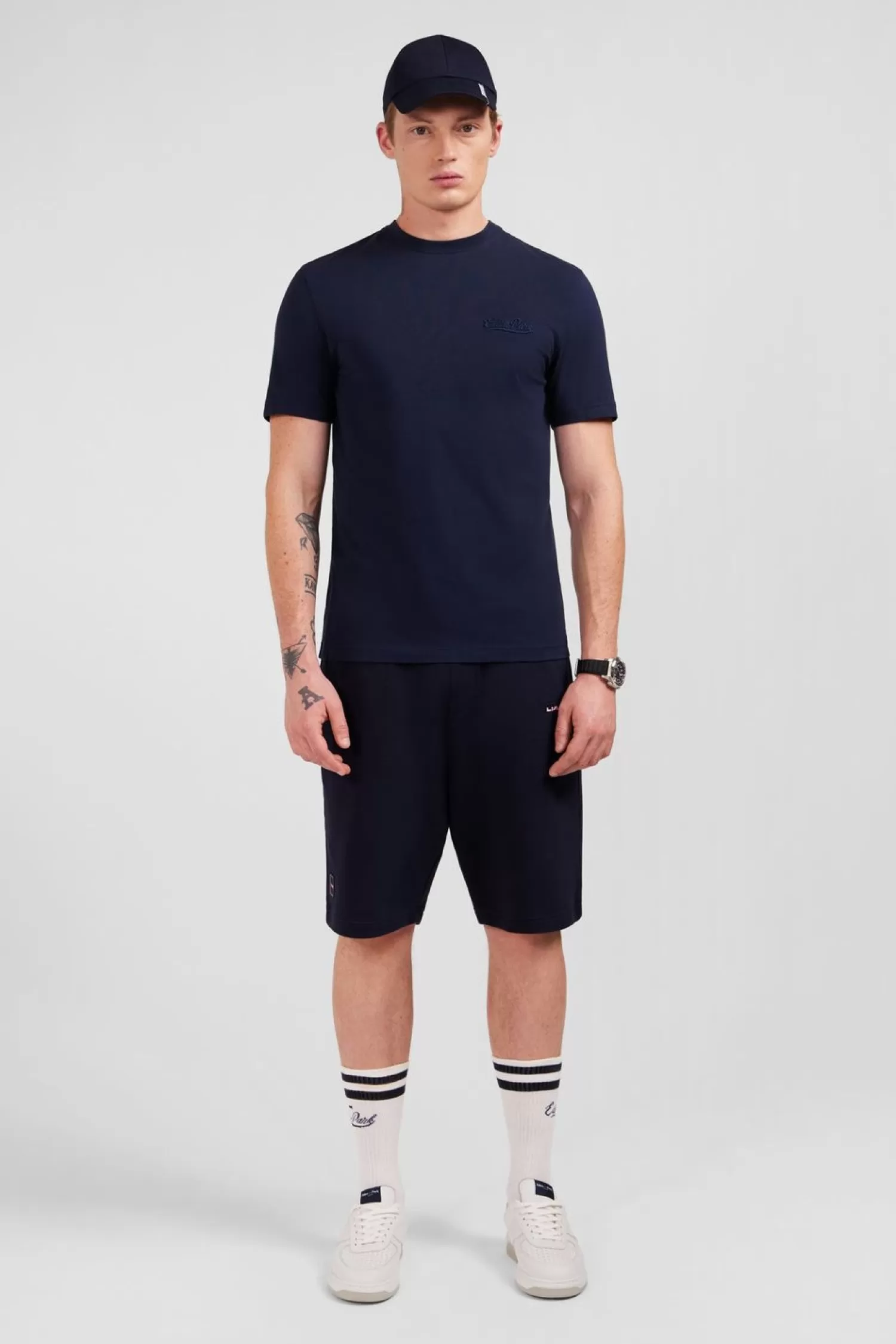 Eden Park T-Shirt Bleu Fonce A Broderies-Homme T-Shirts