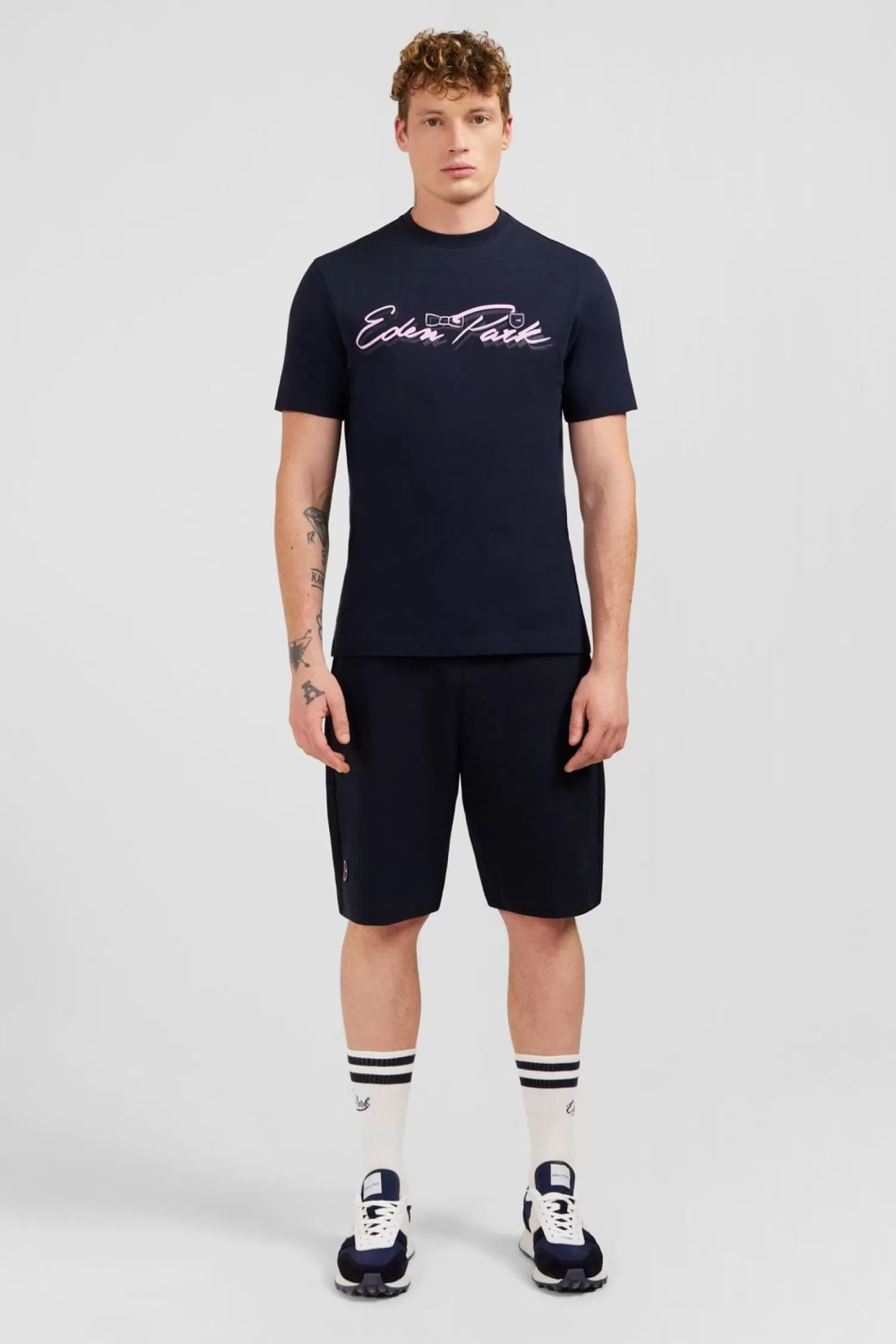 Eden Park T-Shirt Bleu Fonce A Double Inscription -Homme T-Shirts