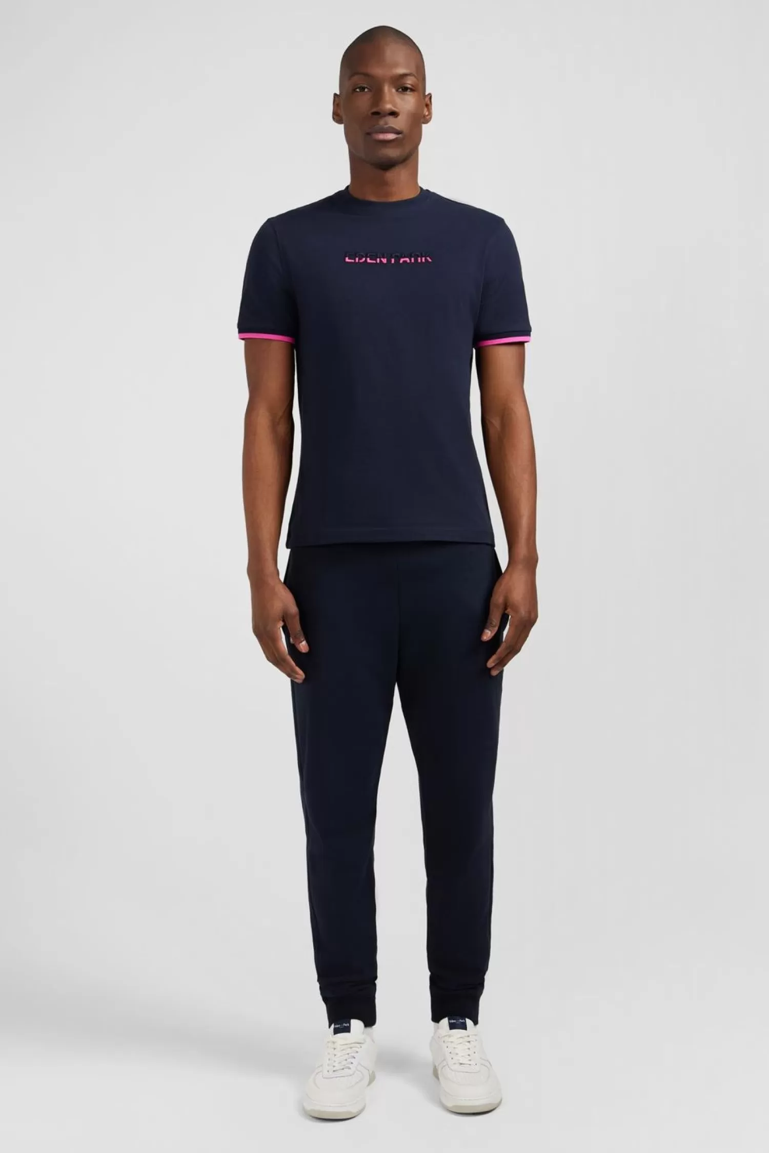 Eden Park T-Shirt Bleu Marine A Broderie Bicolore-Homme T-Shirts