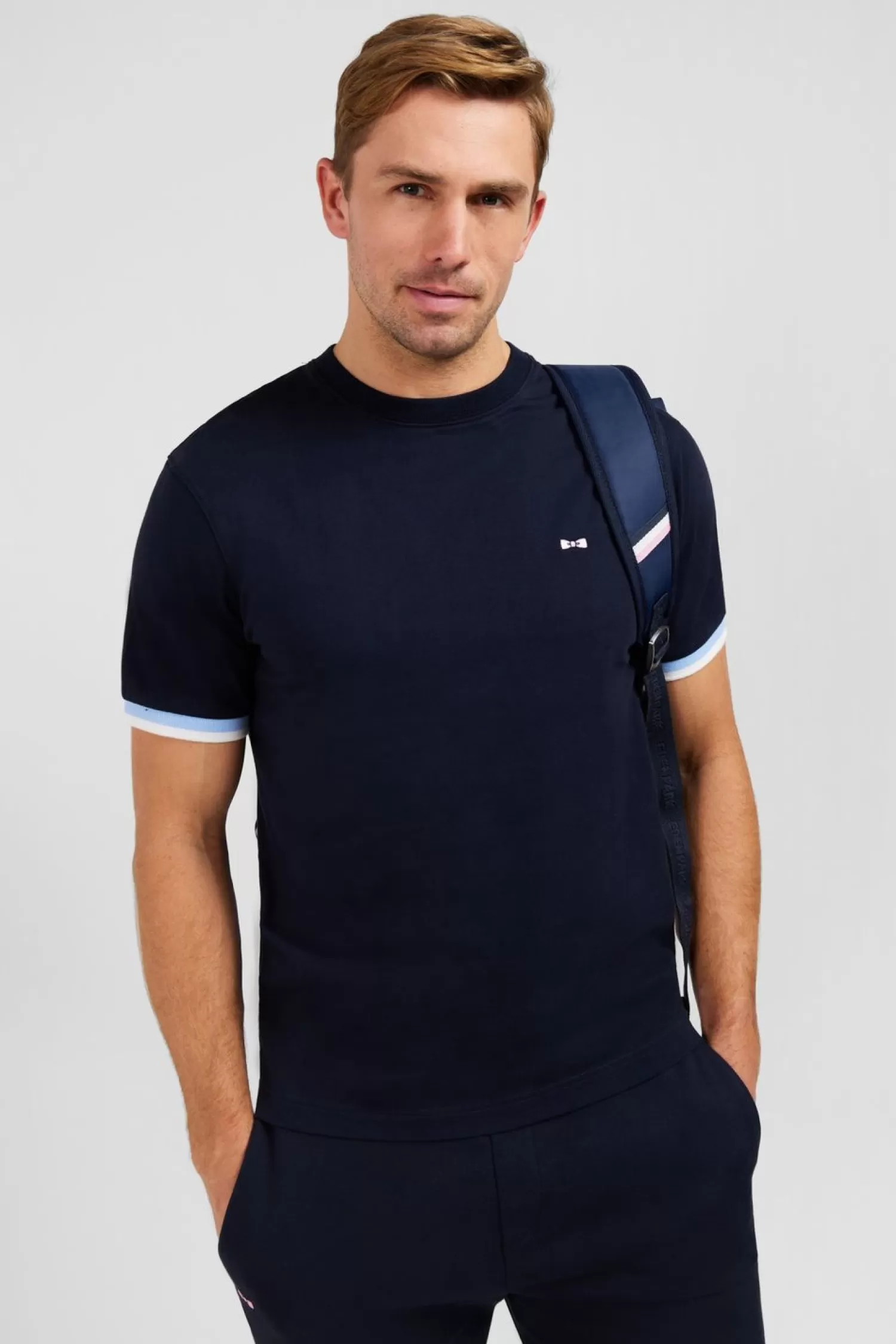 Eden Park T-Shirt Bleu Marine Brode -Homme T-Shirts