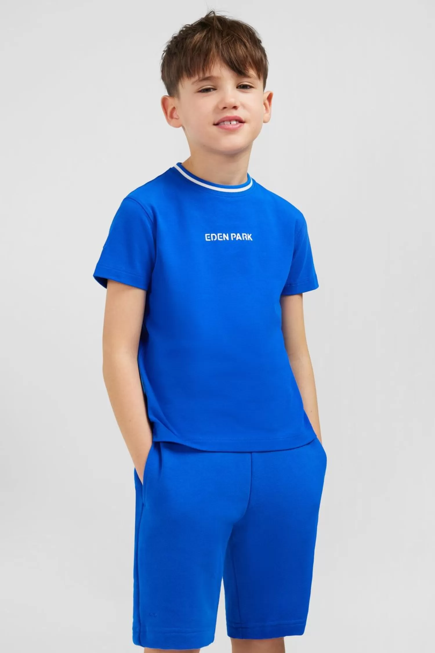 Eden Park T-Shirt Col Rond Raye Bleu En Coton Stretch-Enfant Enfant