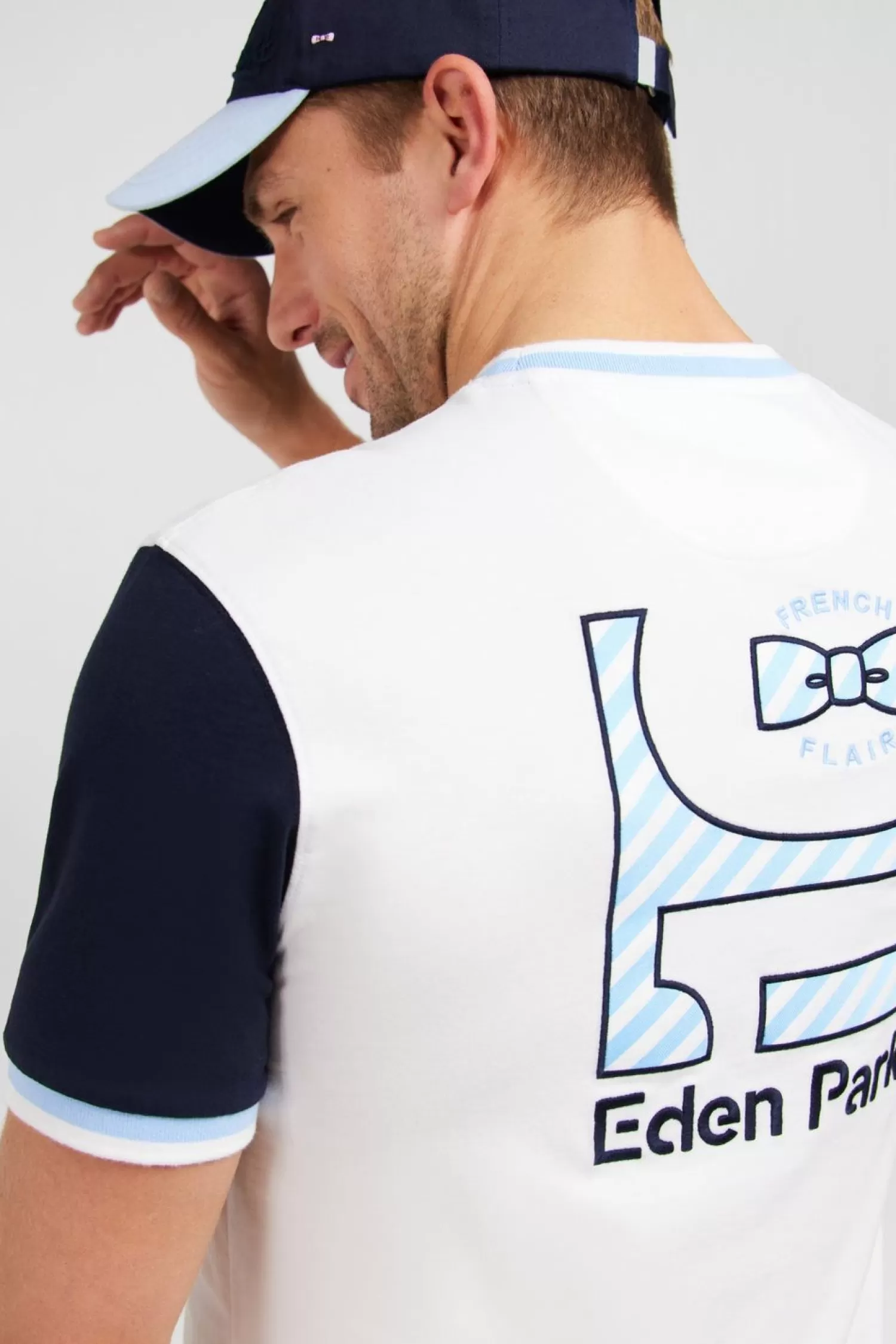 Eden Park T-Shirt Colorblock Blanc A Inscription French Flair-Homme T-Shirts