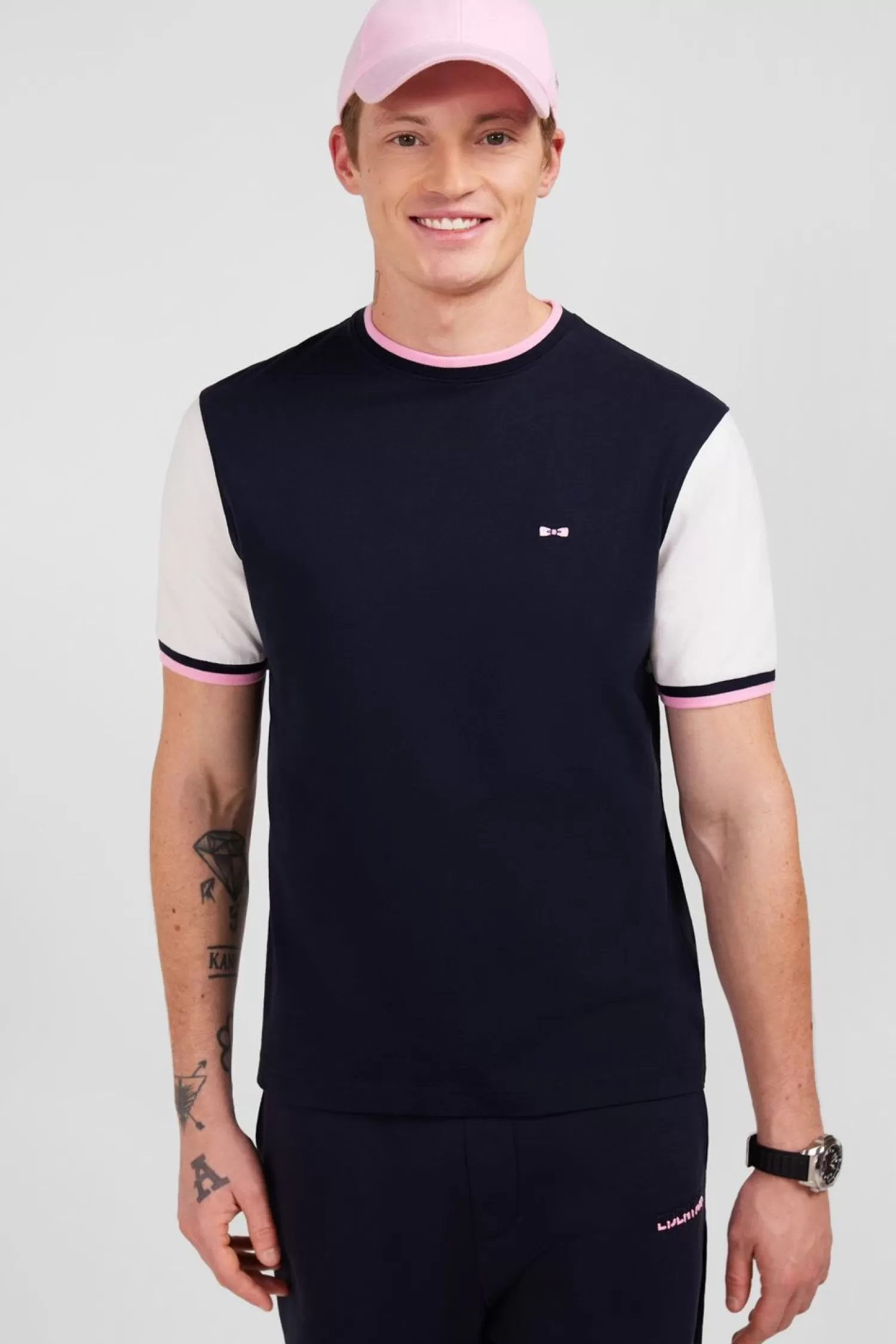 Eden Park T-Shirt Colorblock Bleu A Inscription French Flair-Homme T-Shirts