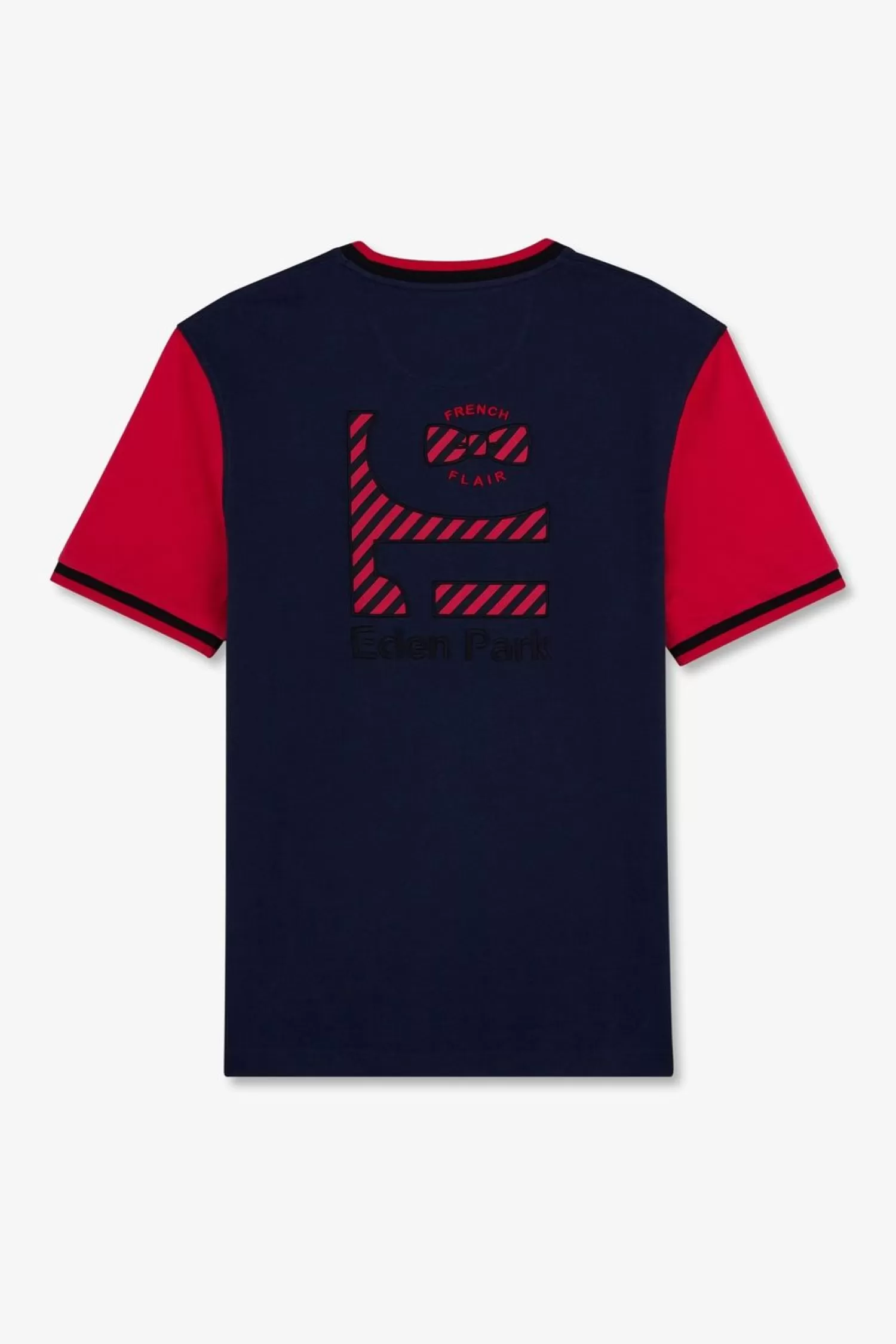 Eden Park T-Shirt Colorblock Bleu Fonce A Inscription French Flair-Homme T-Shirts