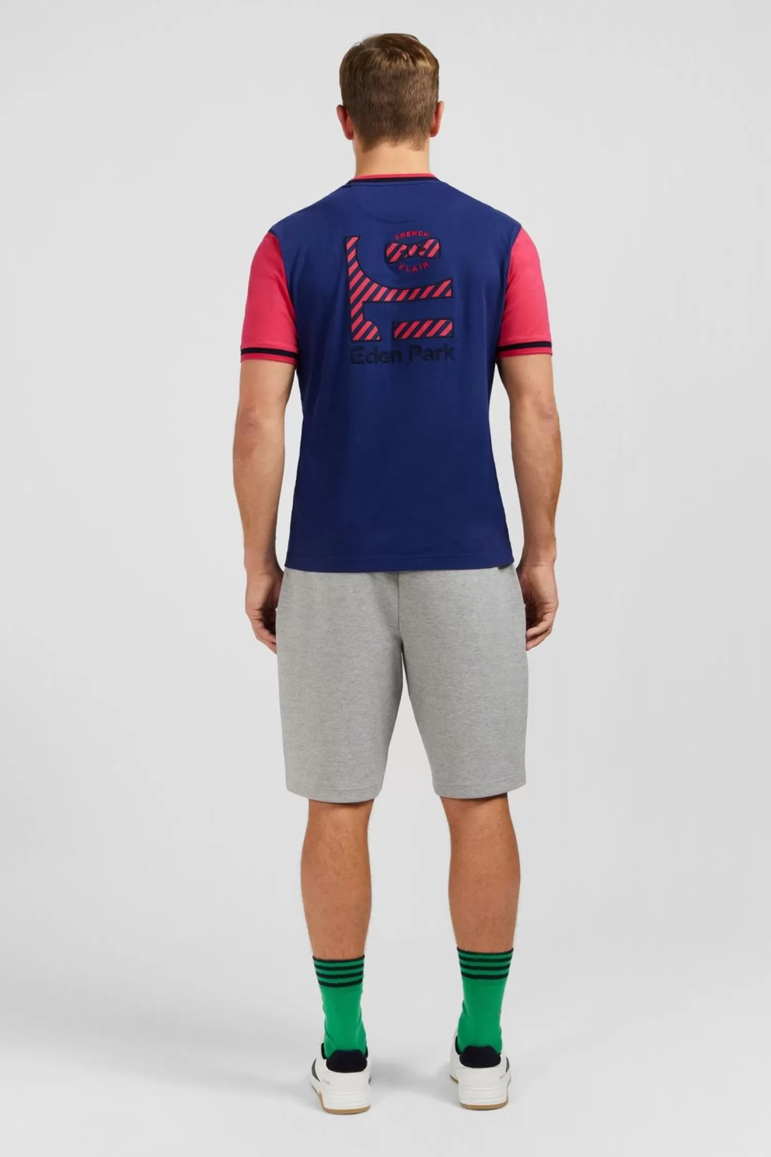 Eden Park T-Shirt Colorblock Bleu Fonce A Inscription French Flair-Homme T-Shirts