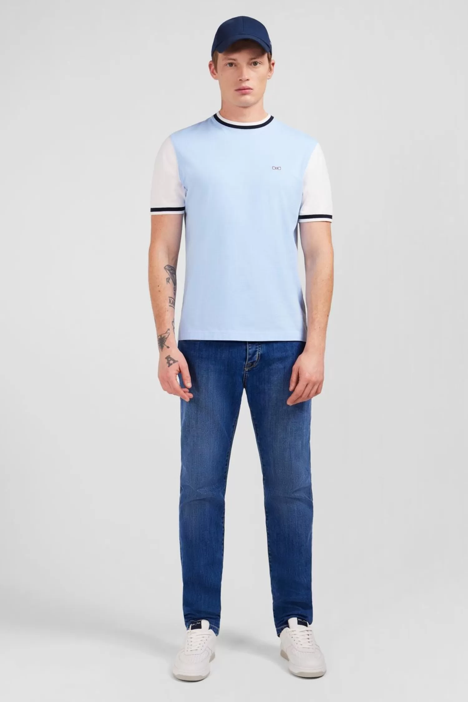 Eden Park T-Shirt Colorblock Bleu Marine A Inscription French Flair-Homme T-Shirts