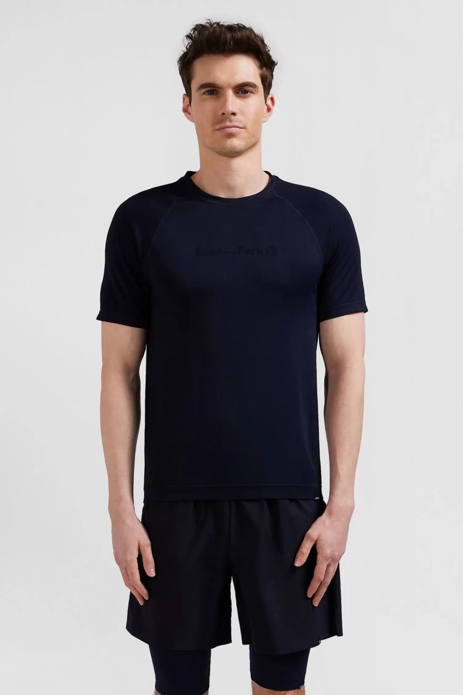 Eden Park T-Shirt De Sport Manches Courtes A Details Cercles Bleu Marine-Homme T-Shirts
