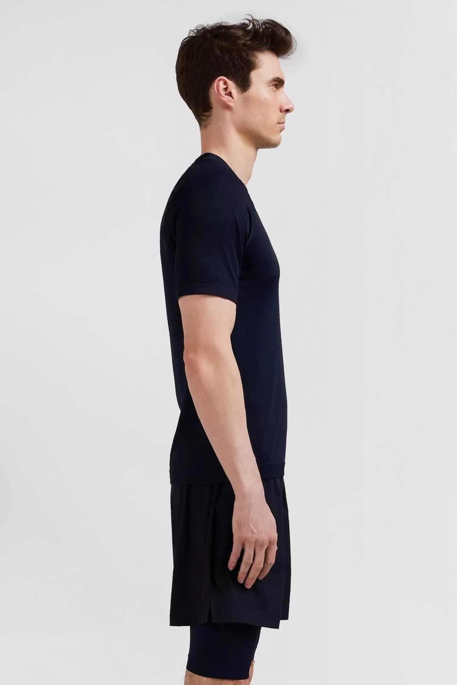 Eden Park T-Shirt De Sport Manches Courtes A Details Cercles Bleu Marine-Homme T-Shirts