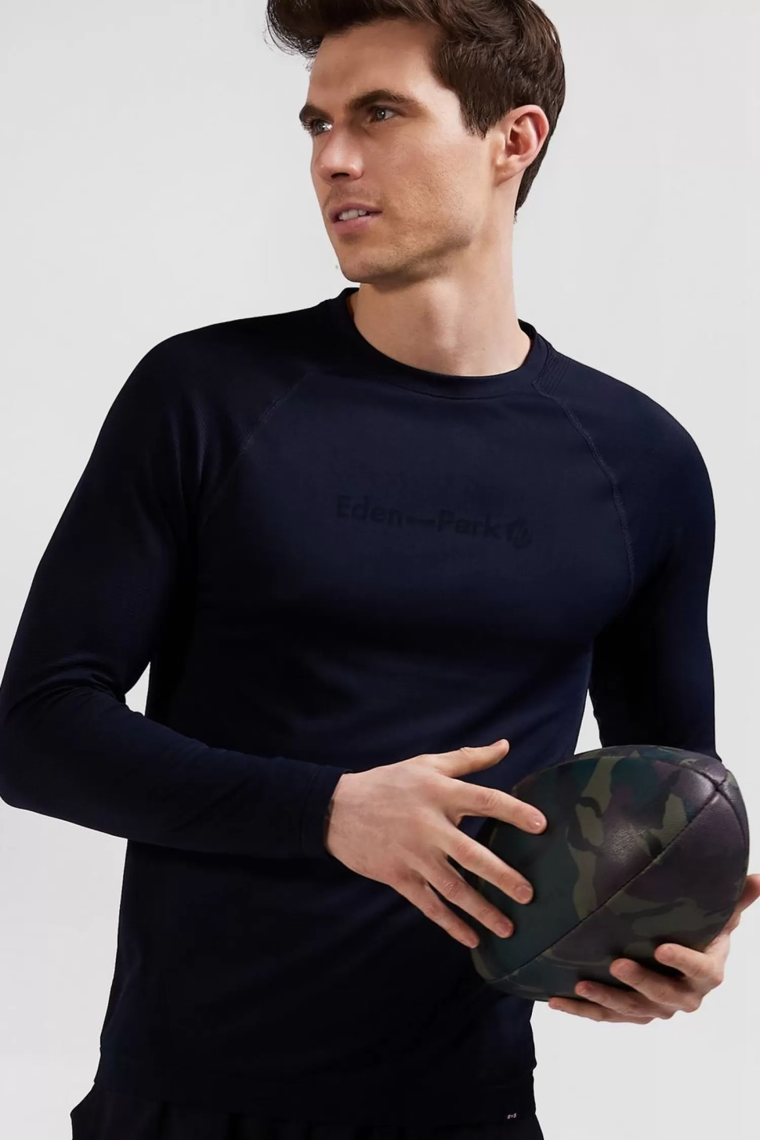 Eden Park T-Shirt De Sport Manches Longues A Details Cercles Bleu Marine-Homme T-Shirts