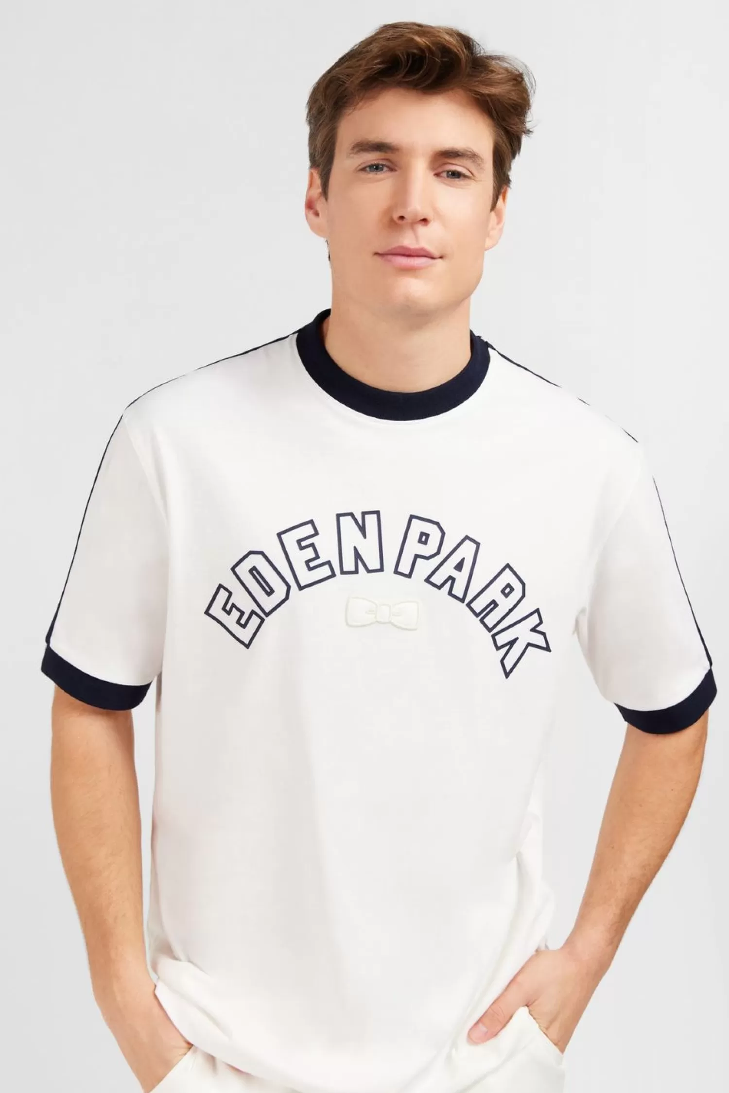 Eden Park T-Shirt Ecru A Inscription -Homme T-Shirts