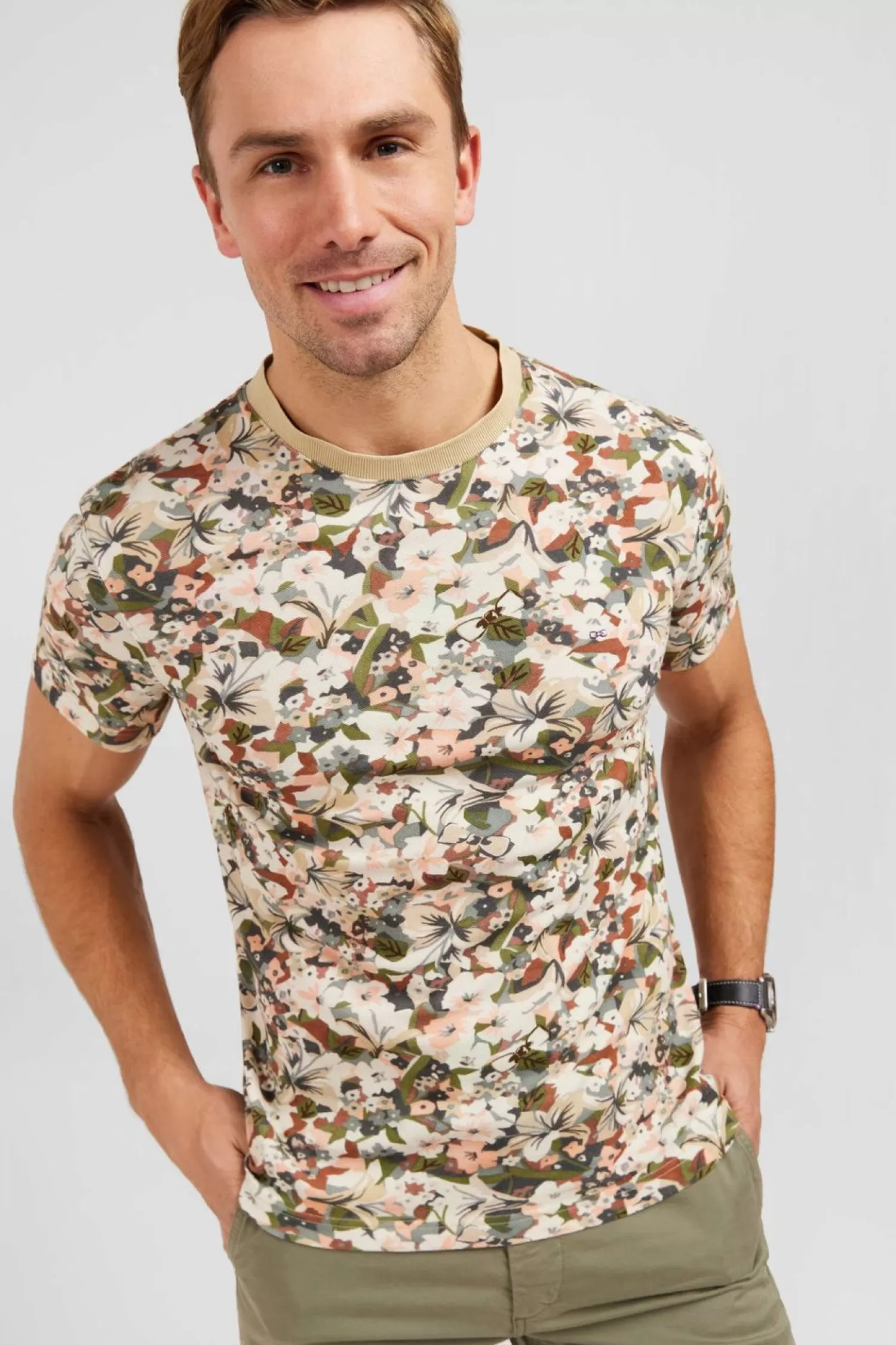 Eden Park T-Shirt Ecru En Coton Pique Imprime Fleuri-Homme T-Shirts