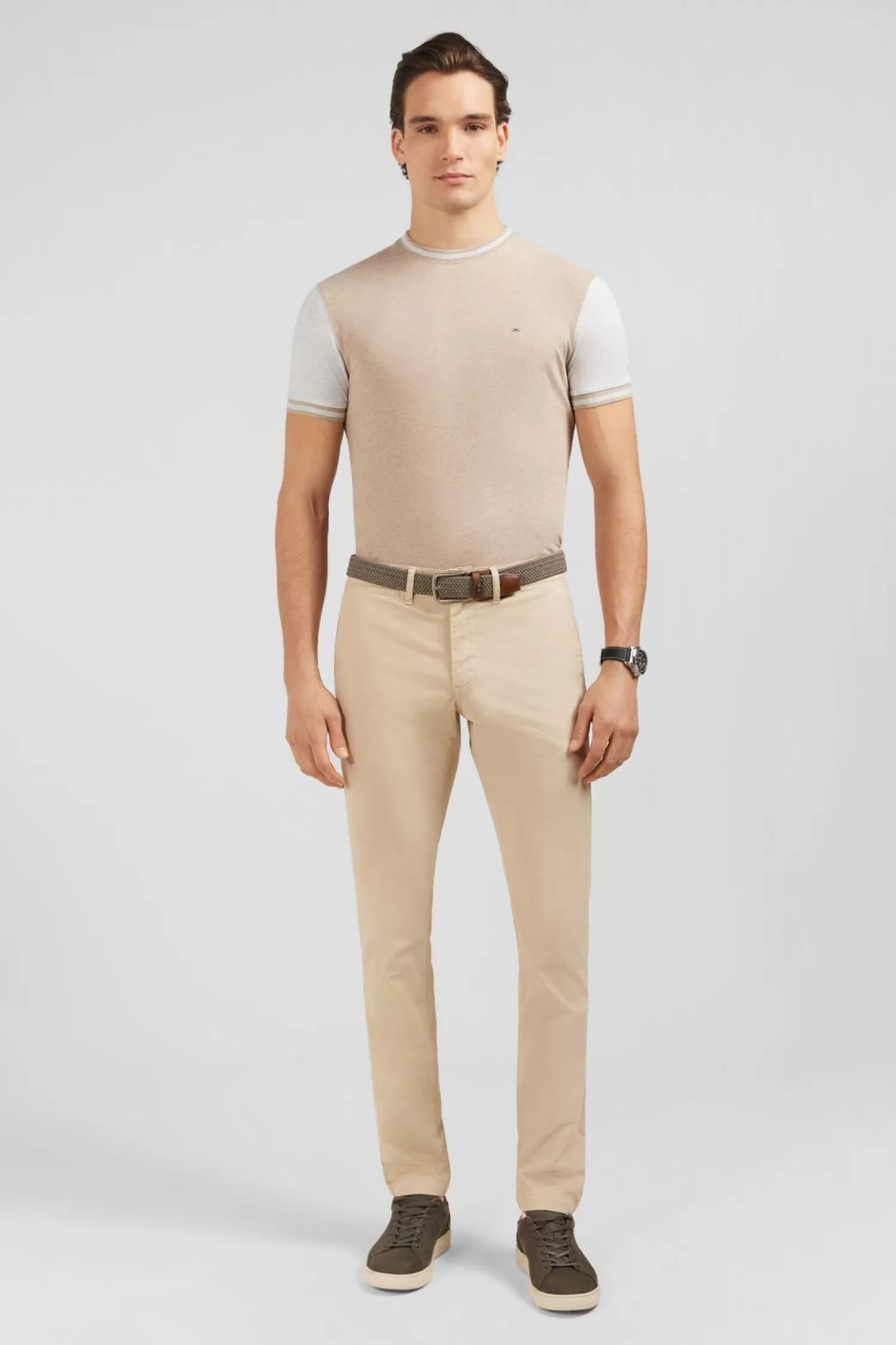 Eden Park T-Shirt Manches Courtes Beige Colorblock-Homme T-Shirts