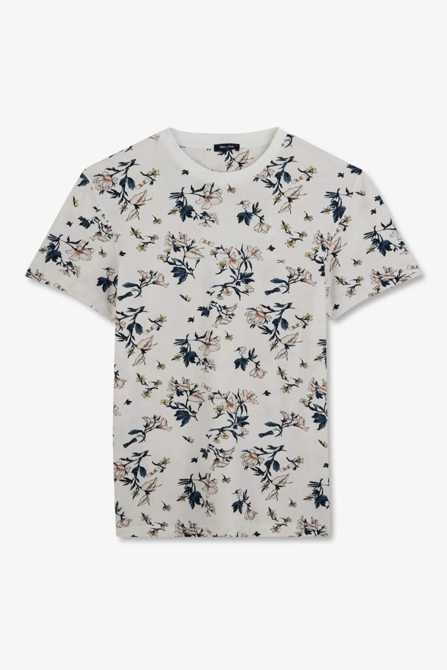 Eden Park T-Shirt Manches Courtes Blanc Imprime Feuilles-Homme T-Shirts