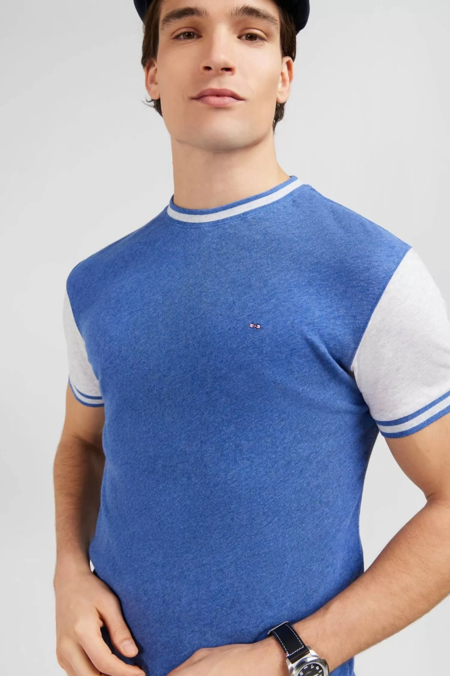 Eden Park T-Shirt Manches Courtes Bleu Colorblock-Homme T-Shirts