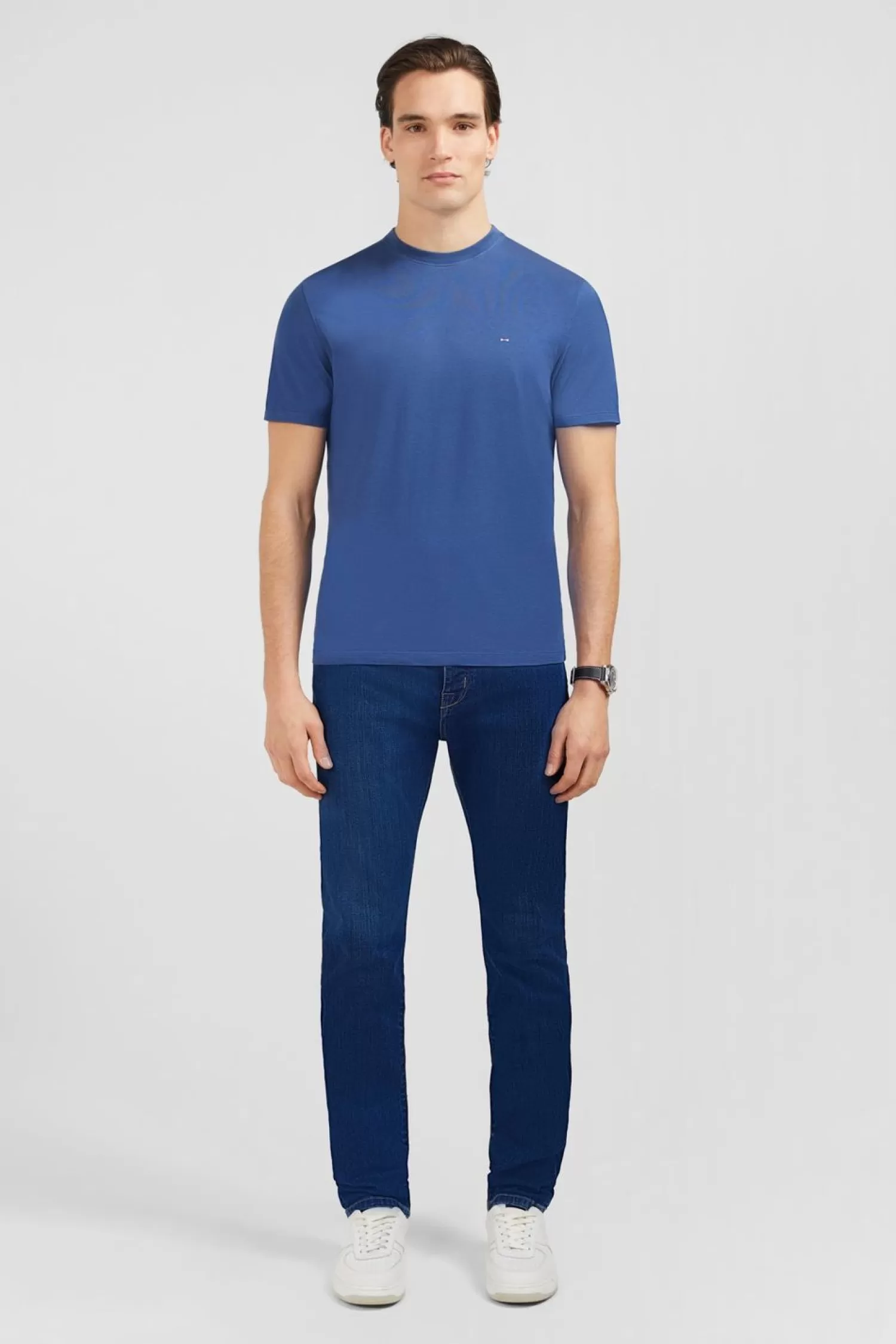 Eden Park T-Shirt Manches Courtes Bleu Uni-Homme T-Shirts