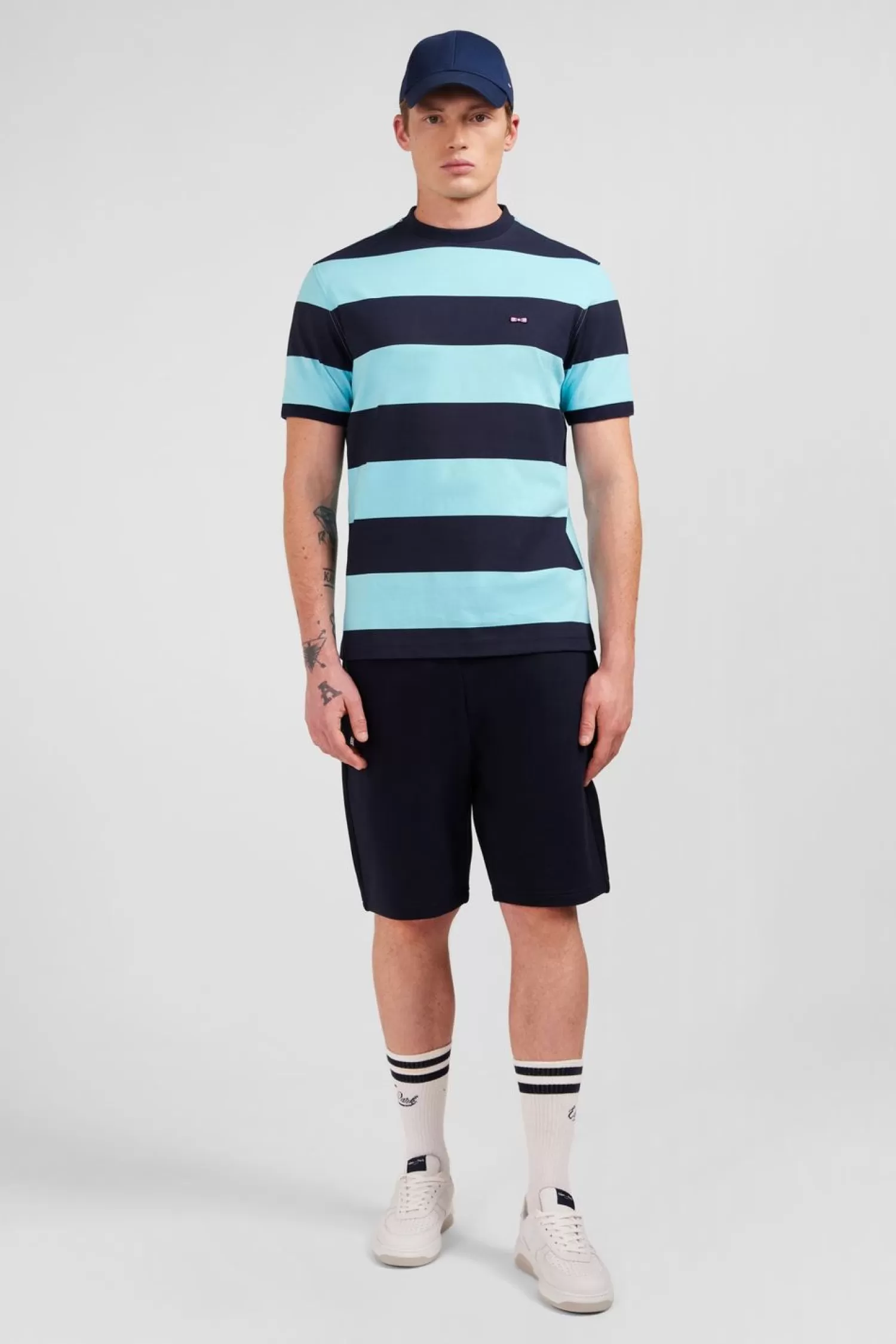 Eden Park T-Shirt Manches Courtes Cercle Marine Et Turquoise En Coton-Homme T-Shirts