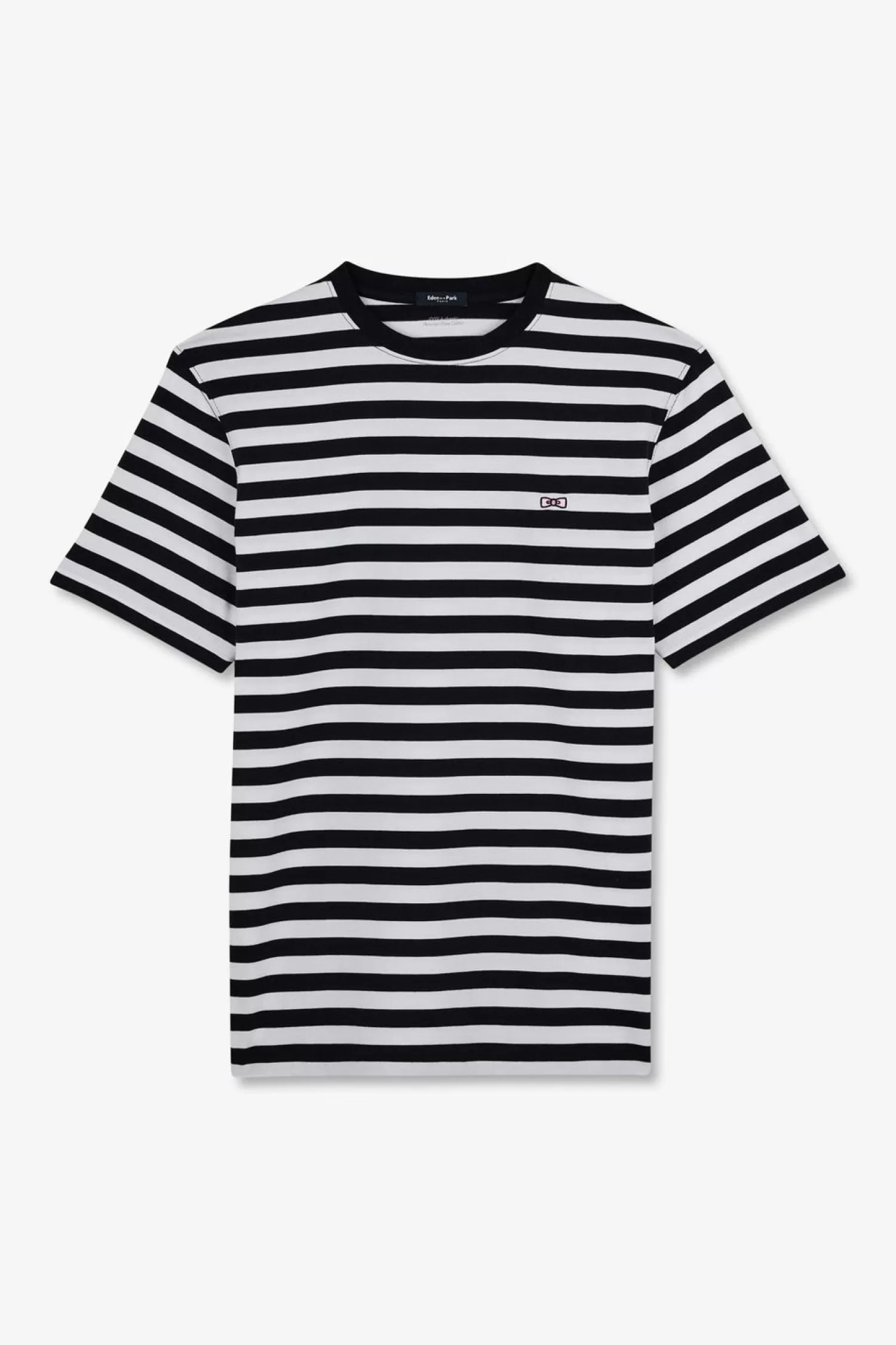 Eden Park T-Shirt Manches Courtes Raye Bleu Marine En Coton Pima-Homme T-Shirts